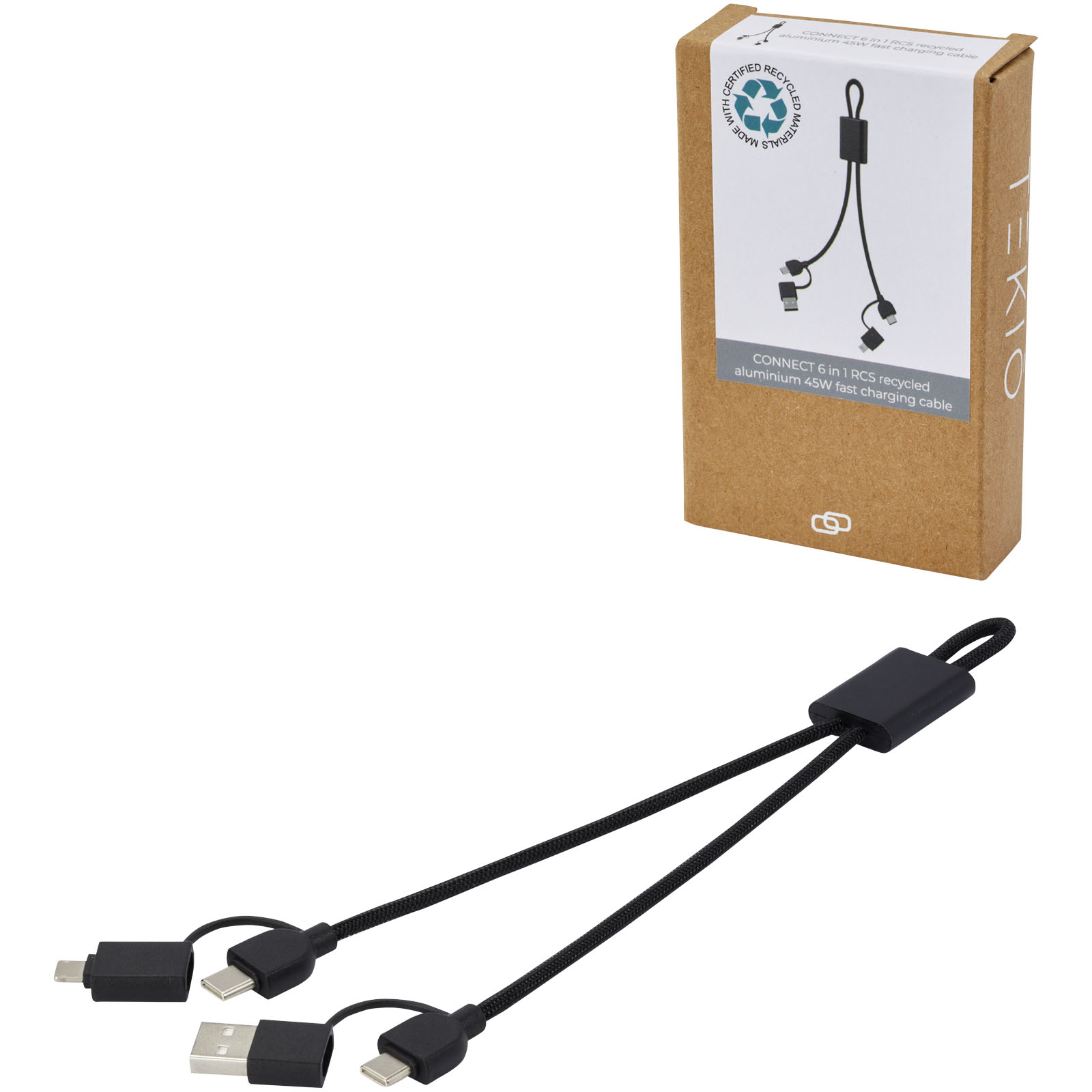 Technologie - Câble de charge rapide Connect 6-en-1 de 45 W en aluminium recyclé certifié RCS