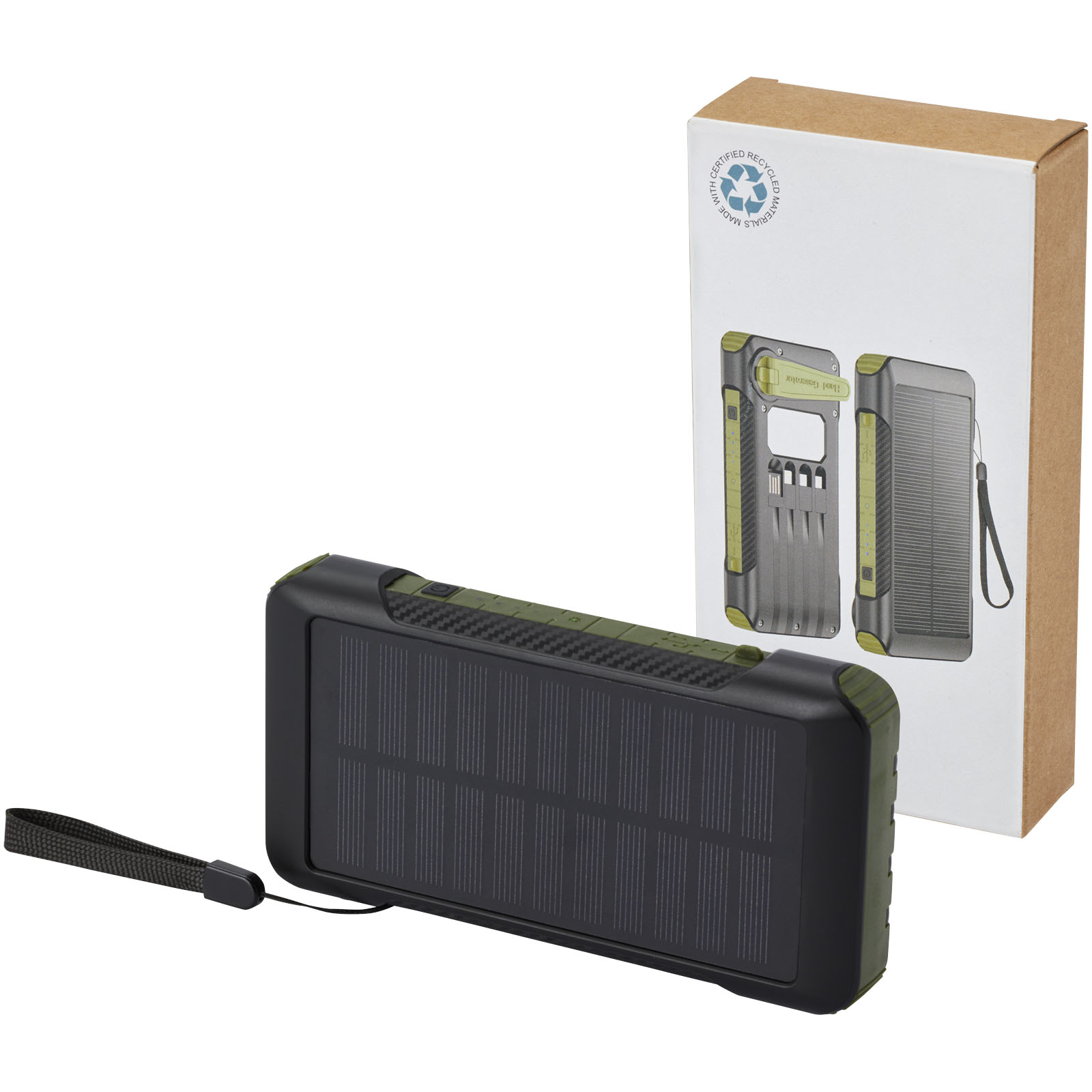 Advertising Powerbanks - Soldy 10.000 mAh RCS recycled plastic solar dynamo power bank  - 5