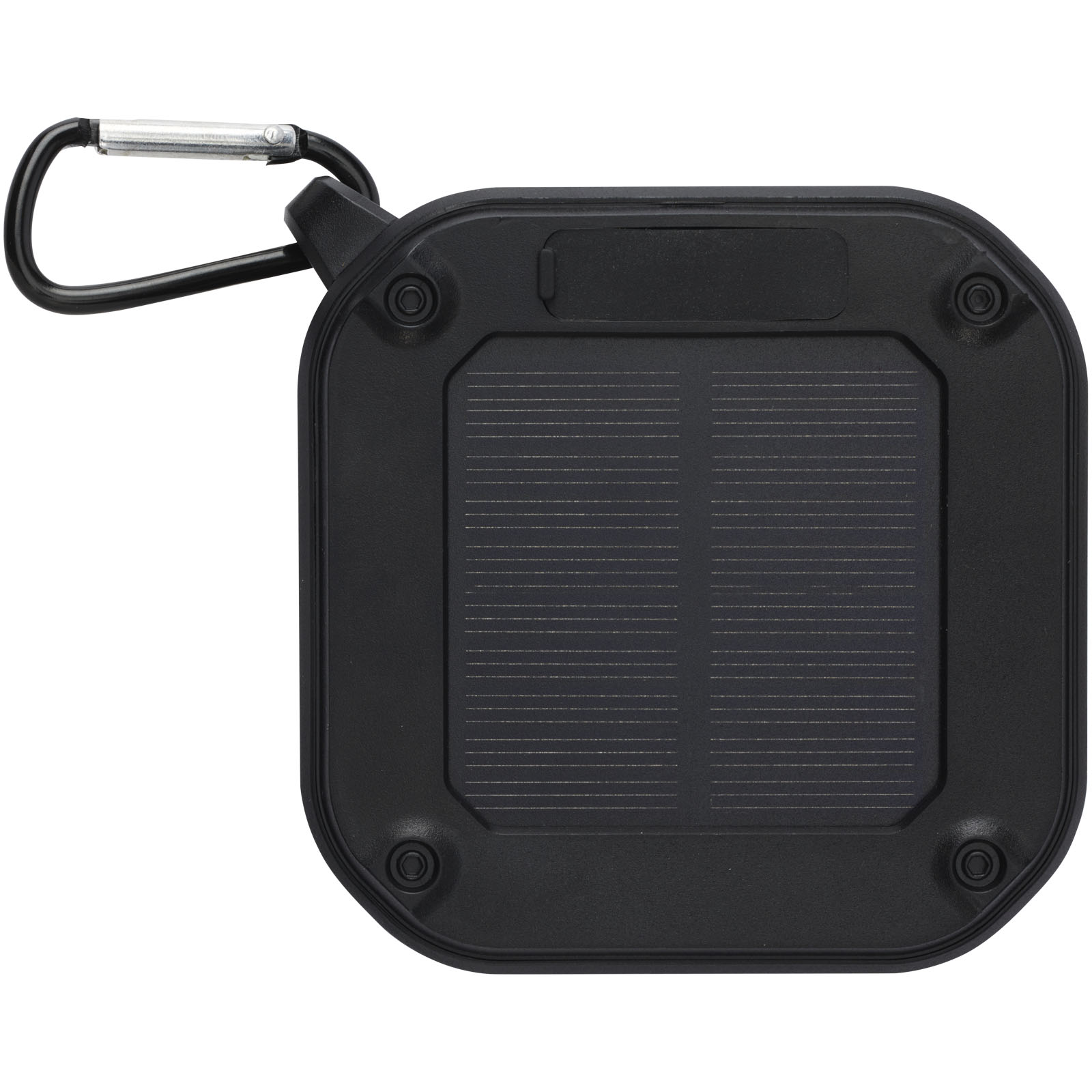 Advertising Speakers - Solo 3W IPX5 RCS recycled plastic solar Bluetooth® speaker with carabiner  - 3