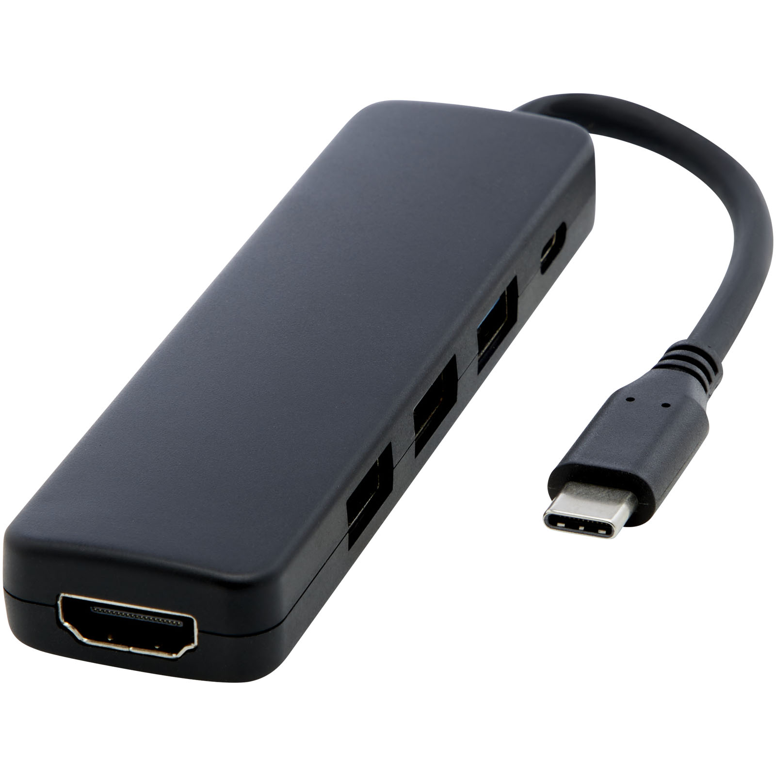 Advertising USB Hubs - Loop RCS recycled plastic multimedia adapter USB 2.0-3.0 with HDMI port - 0
