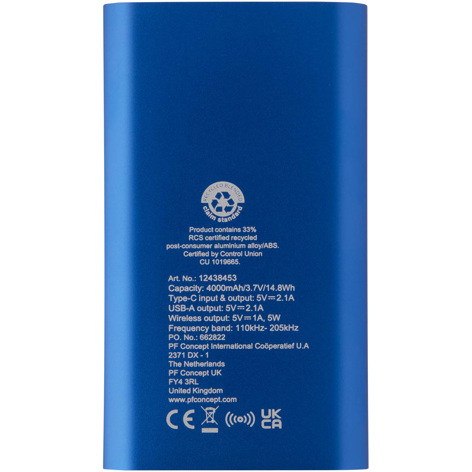 Advertising Powerbanks - Juice 4000 mAh Type-C recycled aluminium wireless power bank  - 3