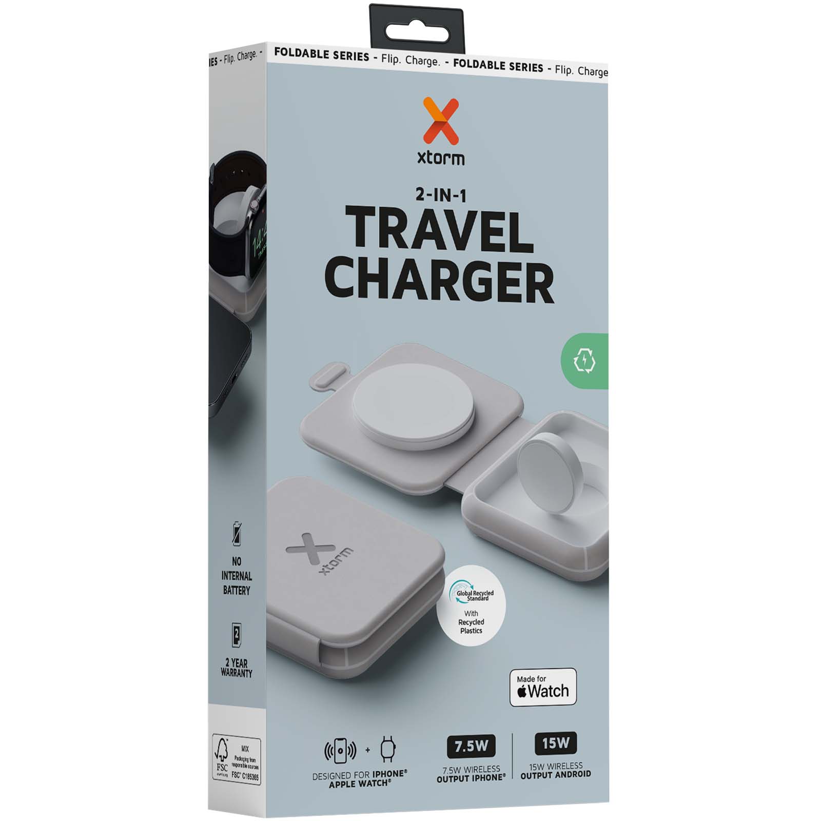 Advertising Wireless Charging - Xtorm XWF21 15W foldable 2-in-1 wireless travel charger - 1