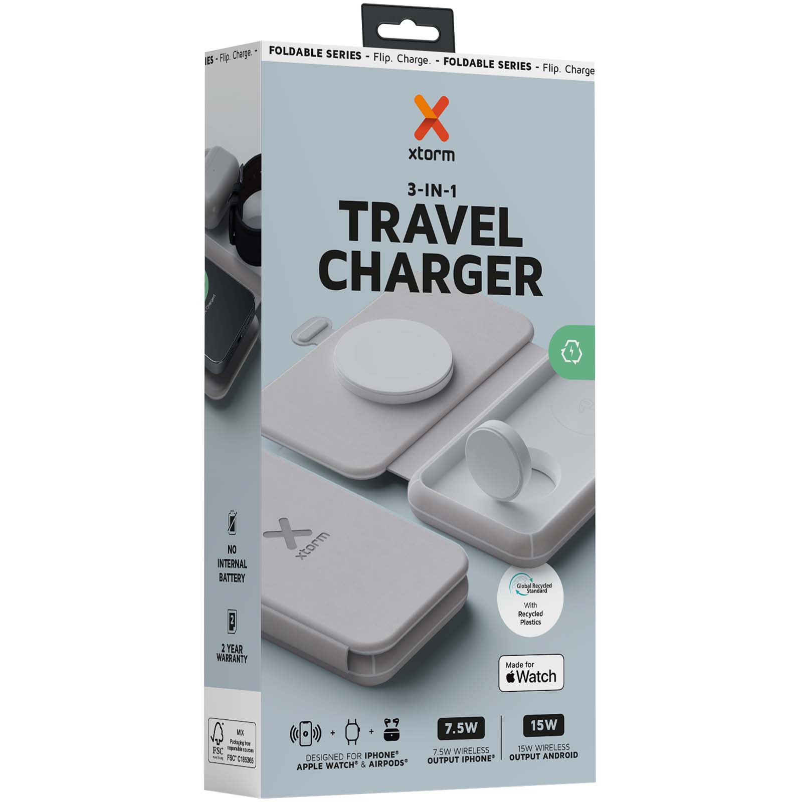 Chargeurs sans fil publicitaires - Chargeur de voyage Xtorm XWF31 sans fil 3-en-1 pliable de 15 W - 1