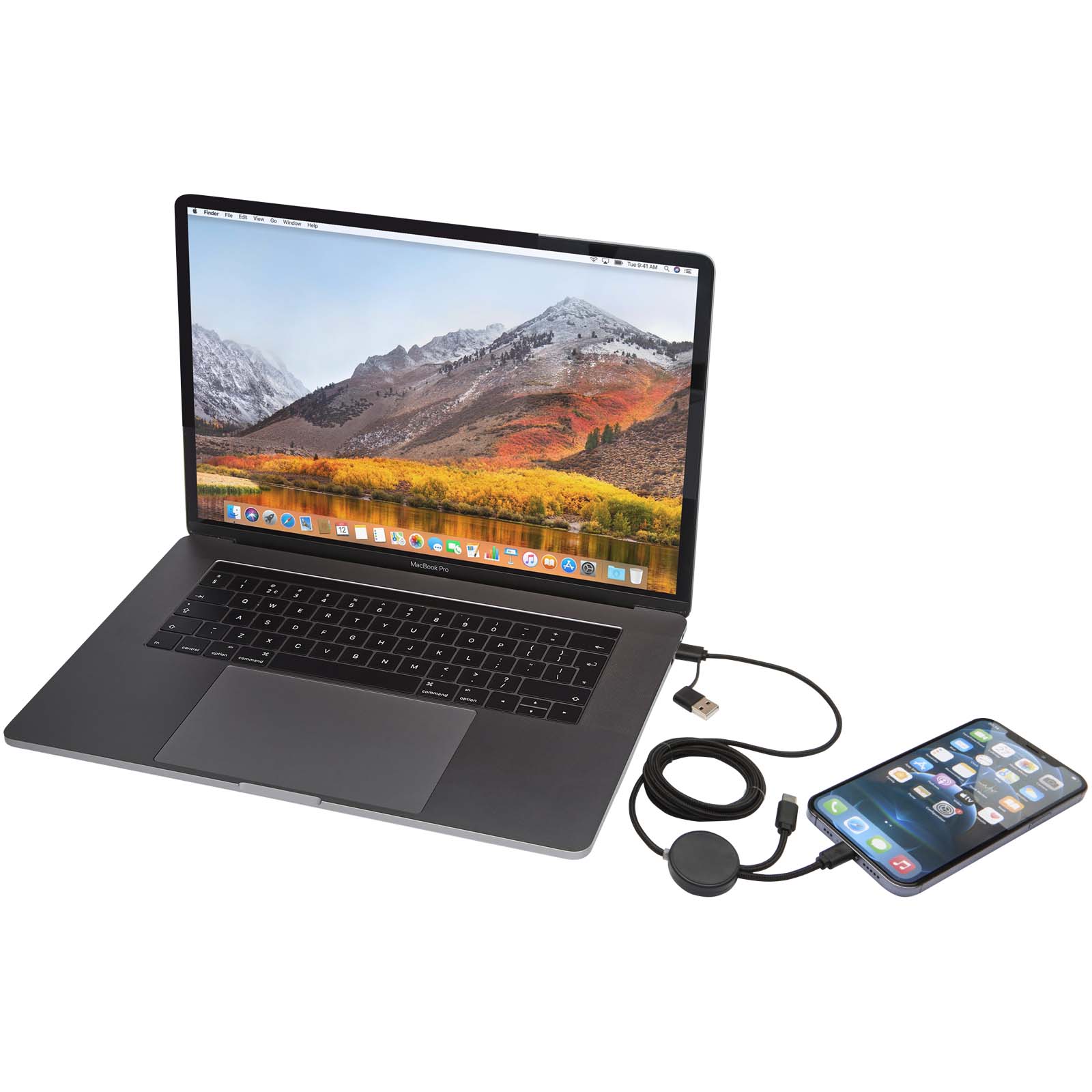 Câbles publicitaires - Câble 5 en 1 Citala en plastique recyclé de 150 cm pour la synchronisation des données et la charge rapide de 27 W - 6