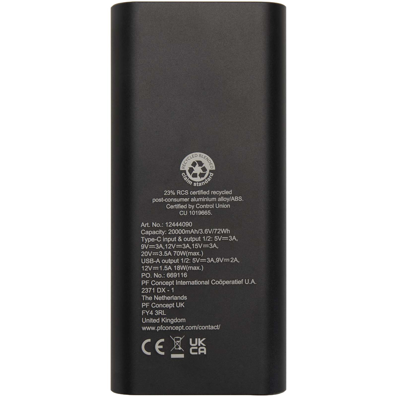 Advertising Powerbanks - Acamar 20.000 mAh 70W recycled aluminium laptop power bank - 3