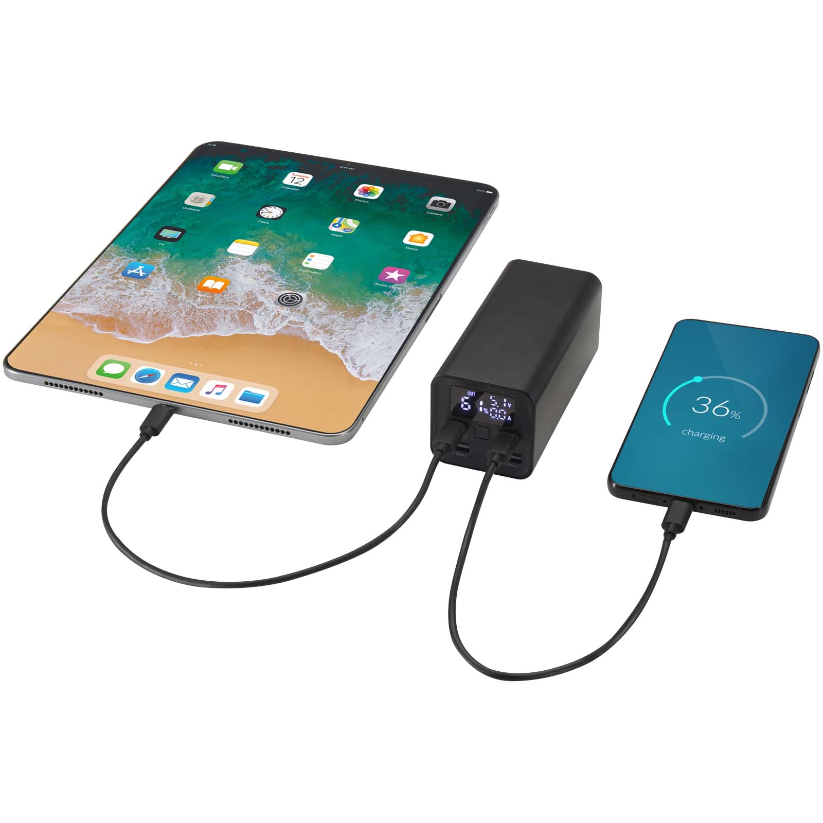 Advertising Powerbanks - Acamar 20.000 mAh 70W recycled aluminium laptop power bank - 6