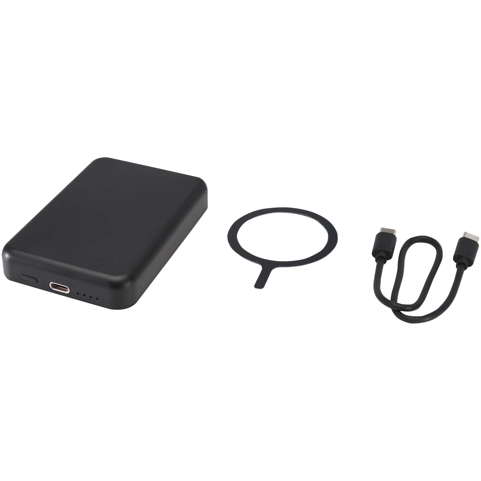 Batteries externes publicitaires - Batterie de secours Acrab magnétique sans fil de 5 000 mAh et 15 W avec PD de 20 W - fabriquée en plastique recyclé - 5