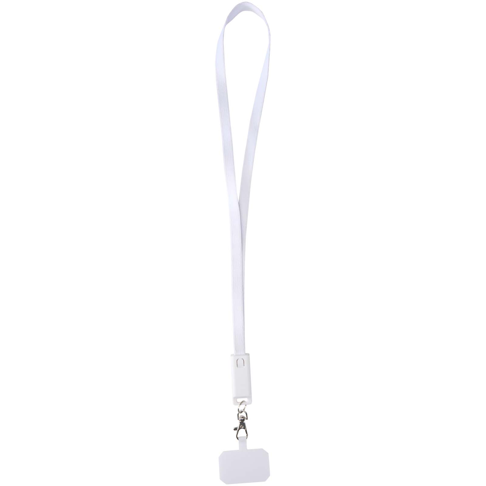 Franz recycled plastic smartphone lanyard with built-in data sync and 65W fast charge 5-in-1 cable