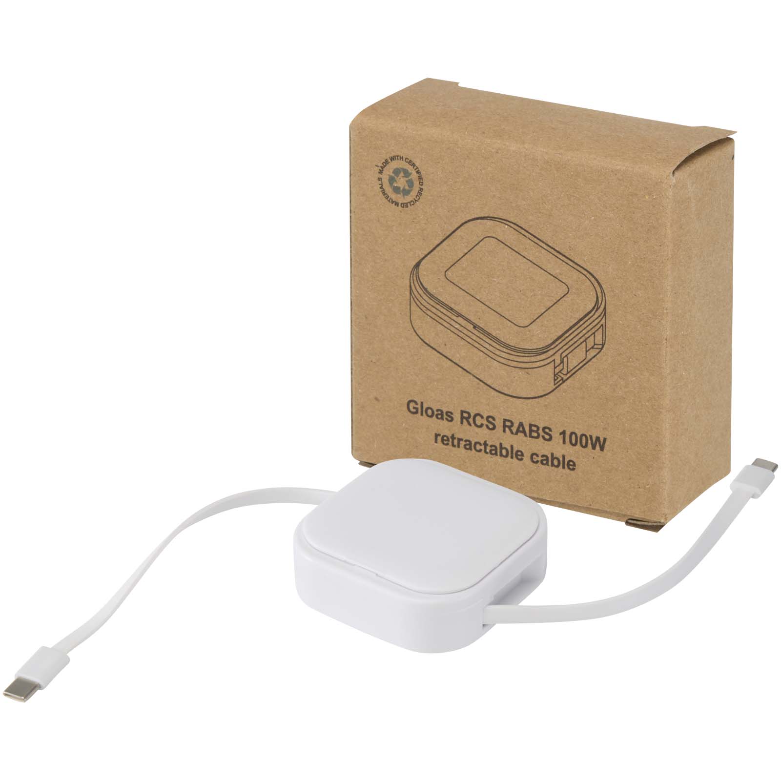 Advertising Cables - Gloas 5-in-1 recycled retractable data sync and 100W fast charge cable with smartphone tool kit