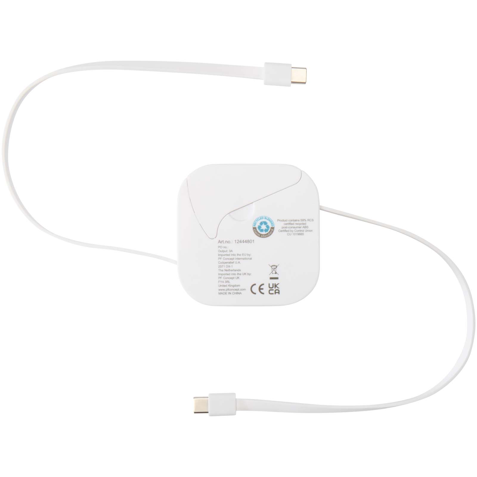 Advertising Cables - Gloas 5-in-1 recycled retractable data sync and 100W fast charge cable with smartphone tool kit - 3