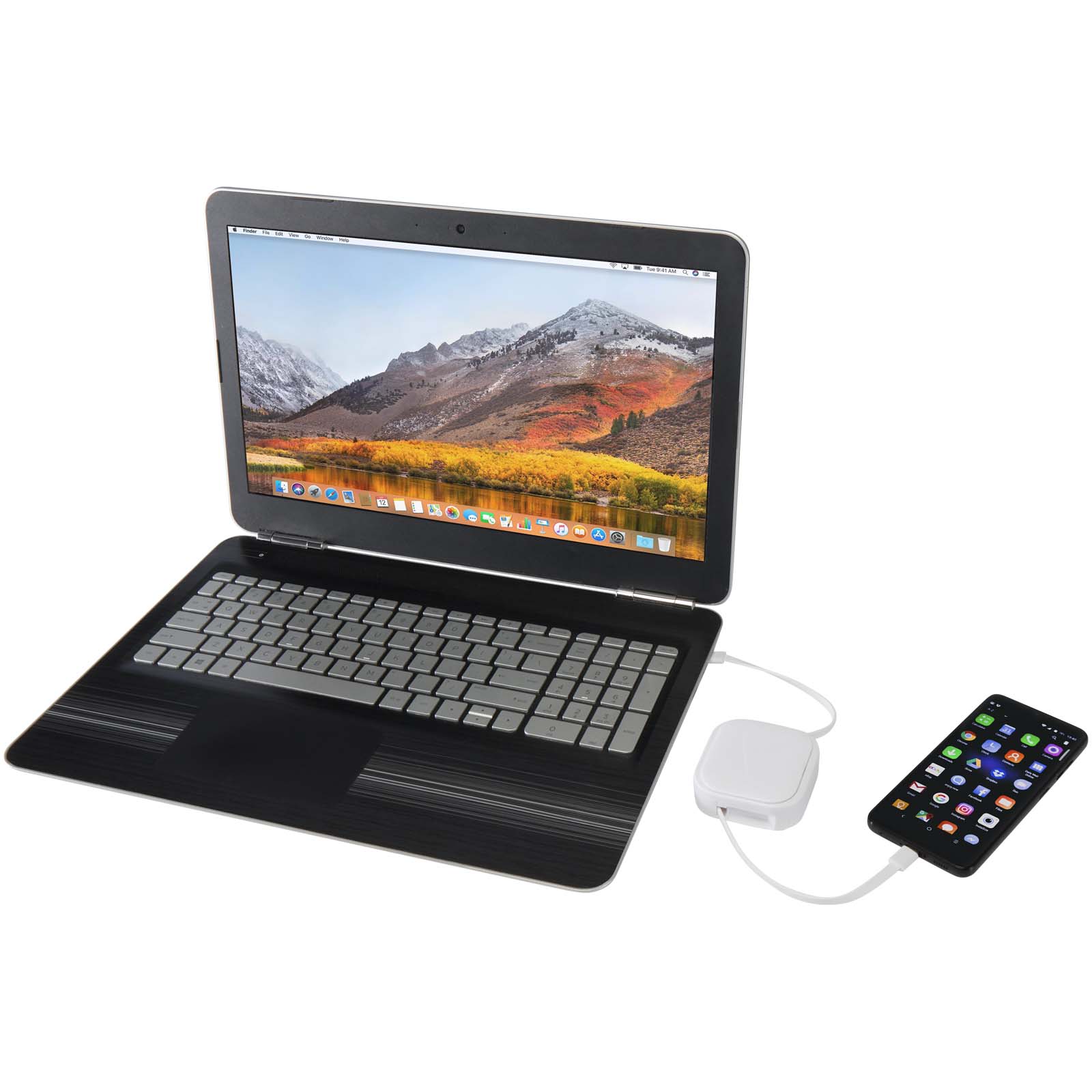 Advertising Cables - Gloas 5-in-1 recycled retractable data sync and 100W fast charge cable with smartphone tool kit - 6
