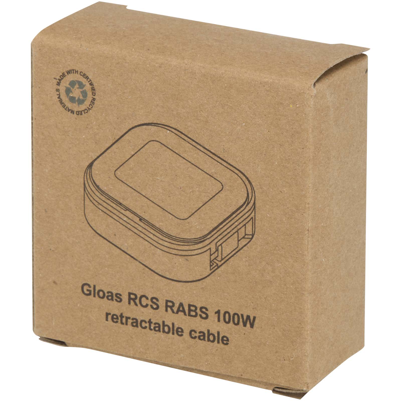 Câbles publicitaires - Câble rétractable 5 en 1 Gloas en matériaux recyclés pour synchronisation de données et charge rapide de 100 W avec kit d’outils pour smartphone - 1