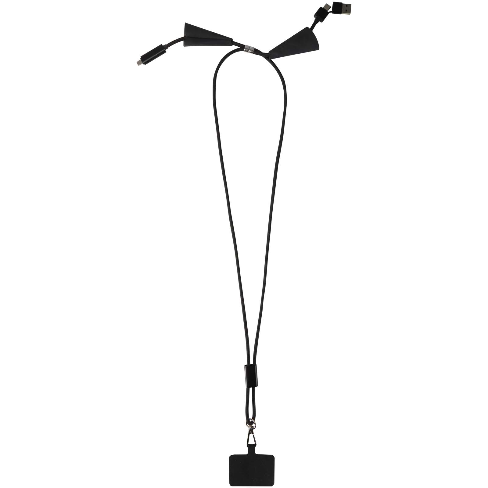 Advertising Cables - Funi recycled plastic smartphone lanyard with built-in data sync and 100W fast charge 5-in-1 cable - 4