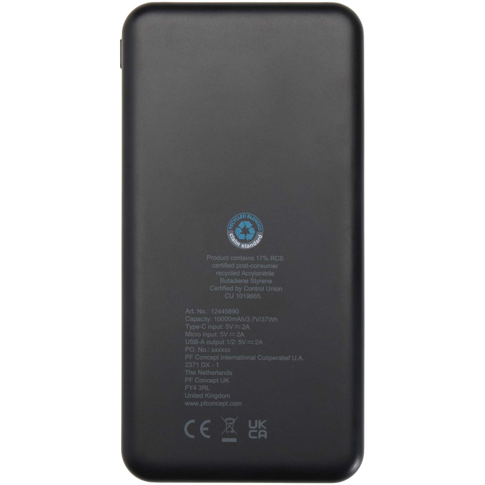 Batteries externes publicitaires - Batterie de secours Intan de 10 000 mAh et 10 W en plastique recyclé - 3