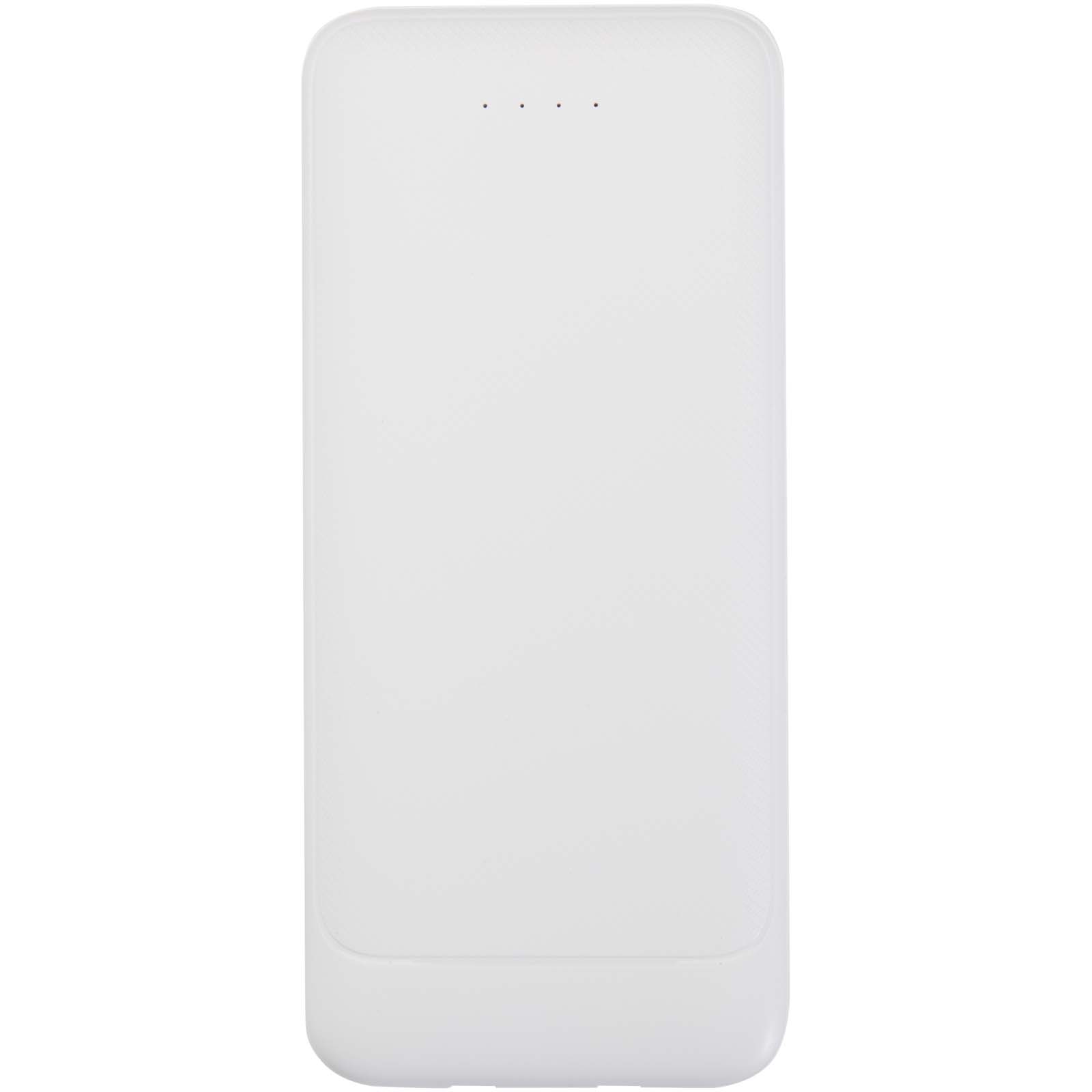 Batteries externes publicitaires - Batterie de secours Adhil de 10 000 mAh et 10 W en plastique recyclé avec 2 câbles intégrés - 2