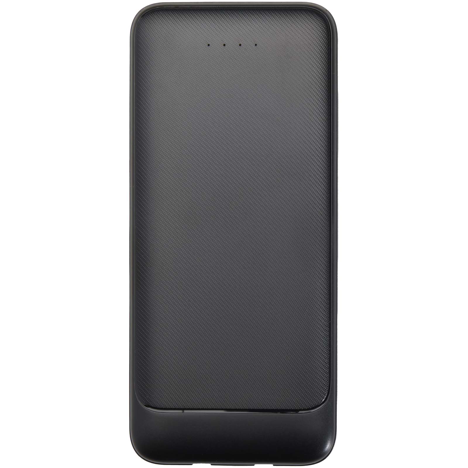 Batteries externes publicitaires - Batterie de secours Adhil de 10 000 mAh et 10 W en plastique recyclé avec 2 câbles intégrés - 2