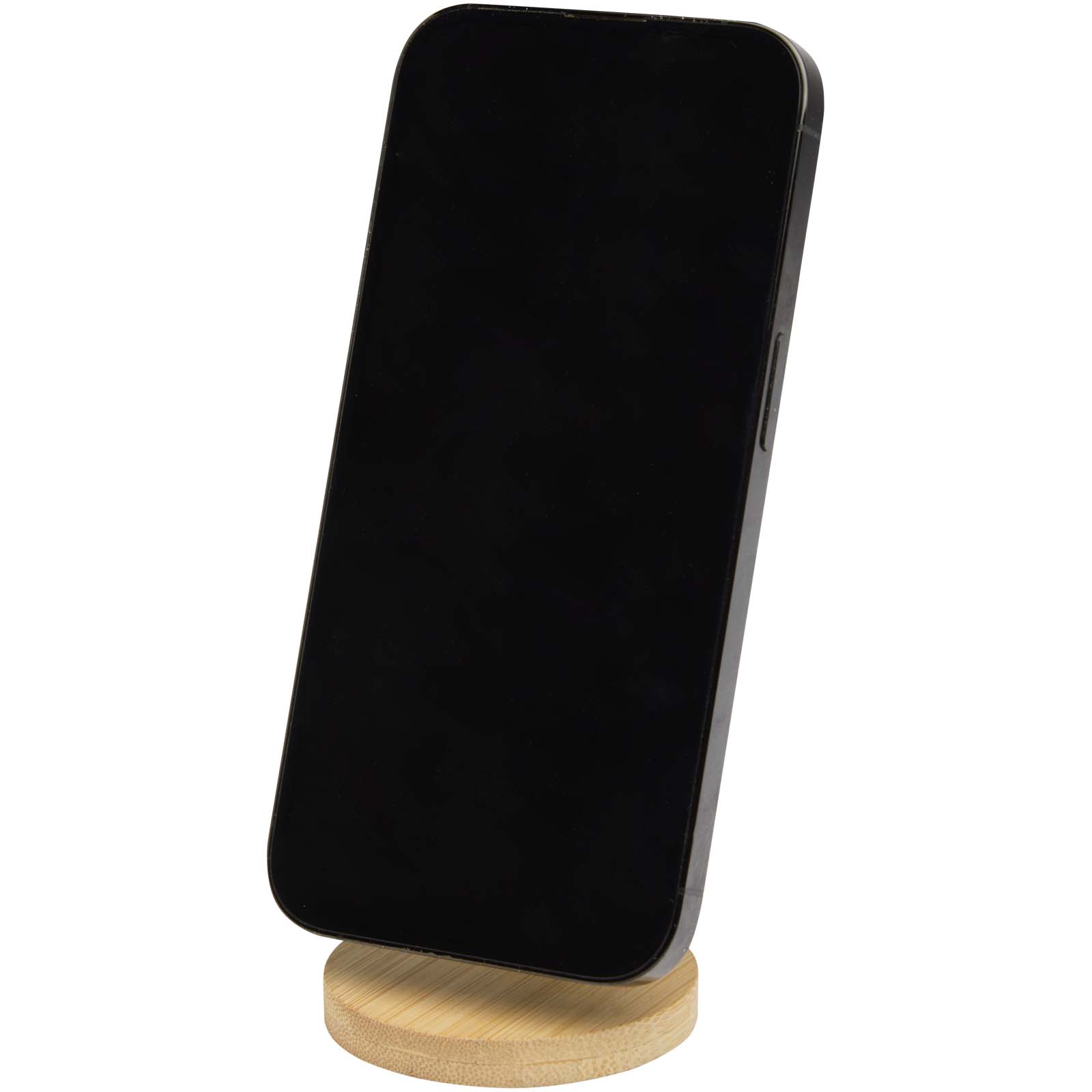 Support de téléphone Alcor magnétique et pliable en plastique recyclé avec détails en bambou