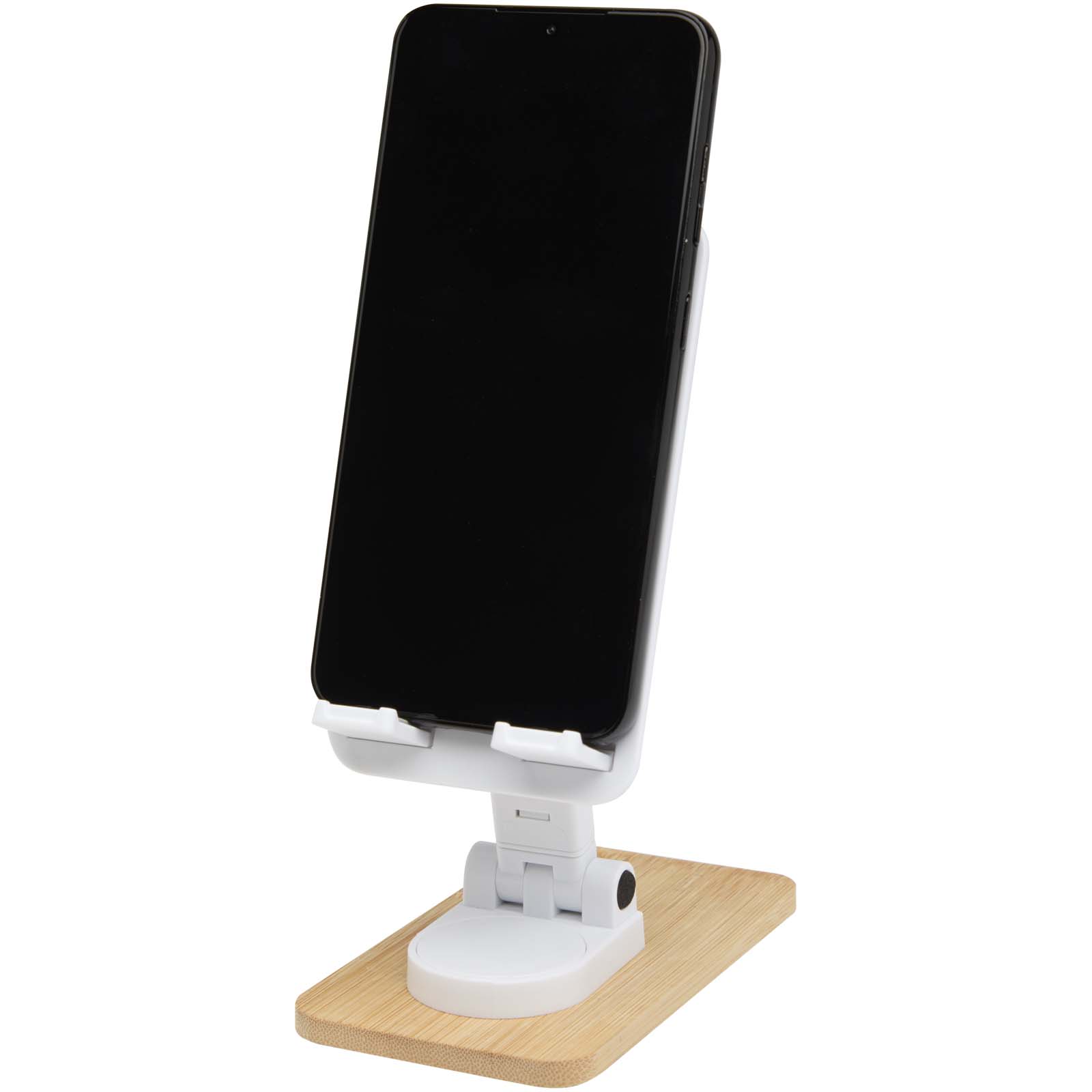 Support de téléphone de bureau Alfirk pliable en plastique recyclé avec détails en bambou