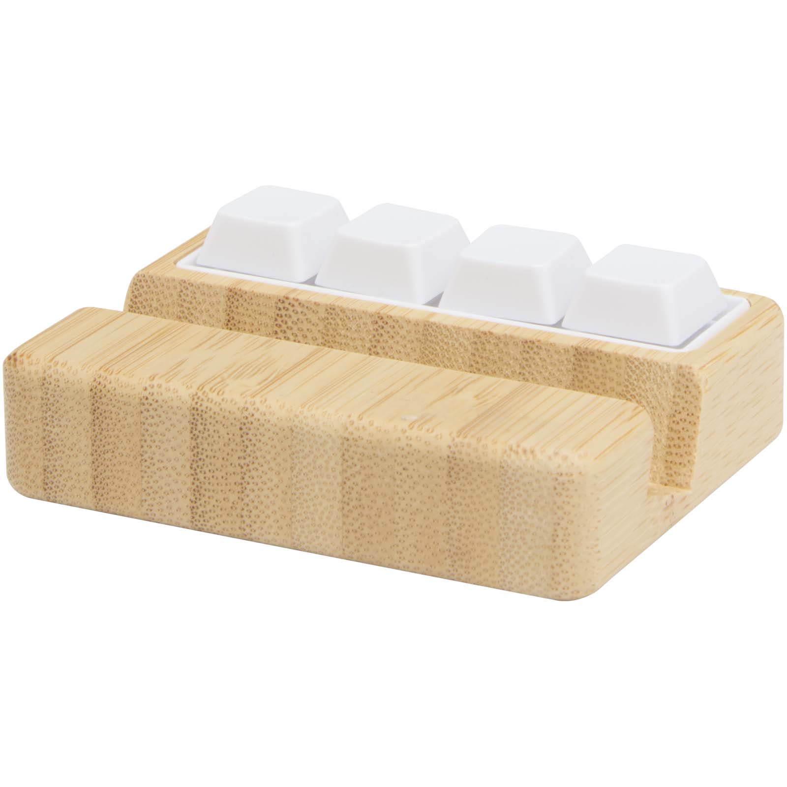 Supports publicitaires - Support de téléphone Algol avec jouet fidget en plastique recyclé et détails en bambou - 3
