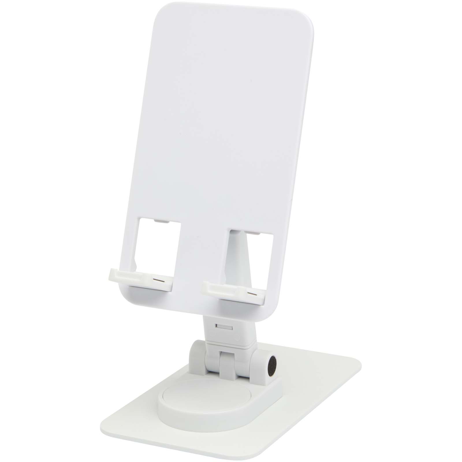 Supports publicitaires - Support de téléphone Alhena pliable en plastique recyclé avec support de bureau en métal - 2