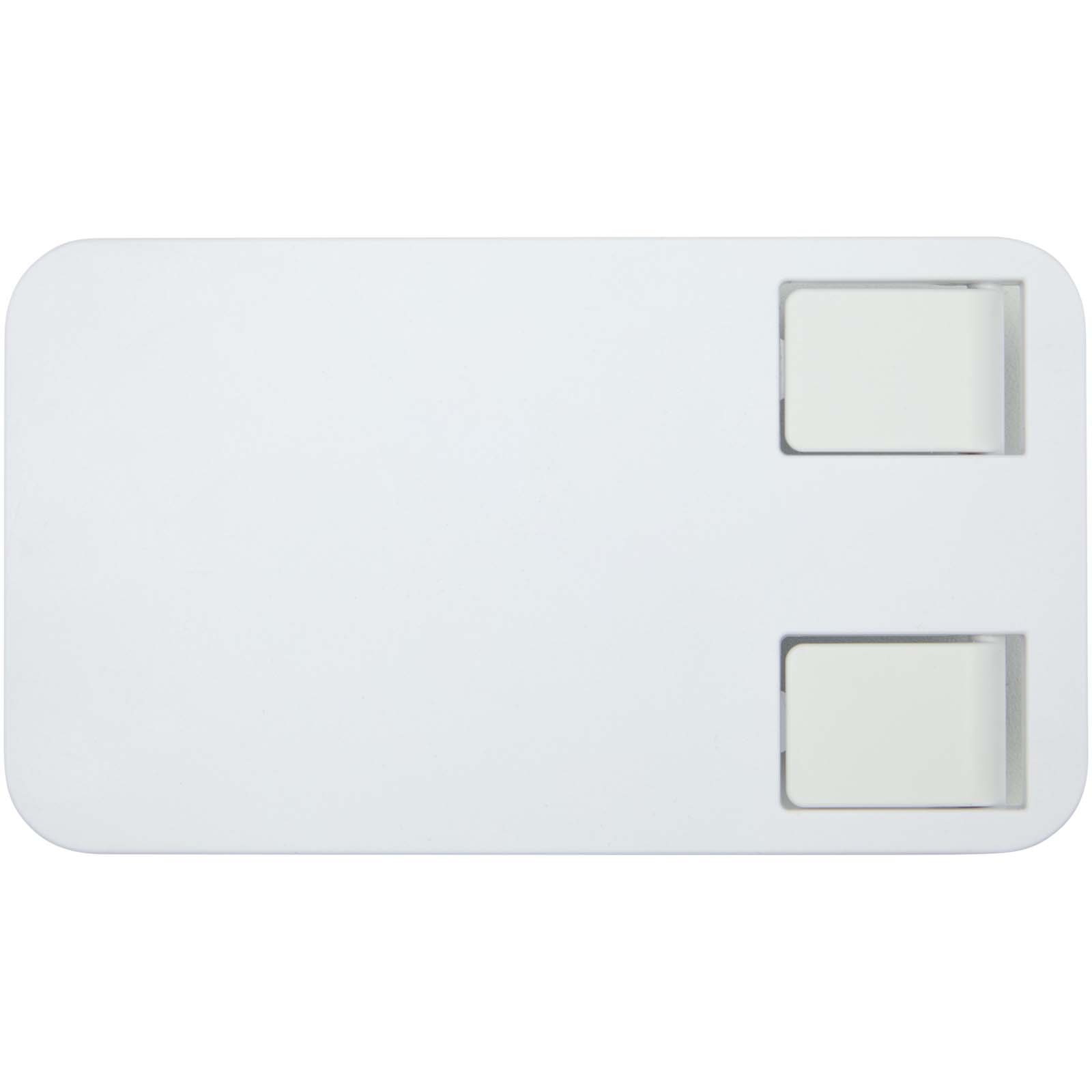 Supports publicitaires - Support de téléphone Alhena pliable en plastique recyclé avec support de bureau en métal - 1