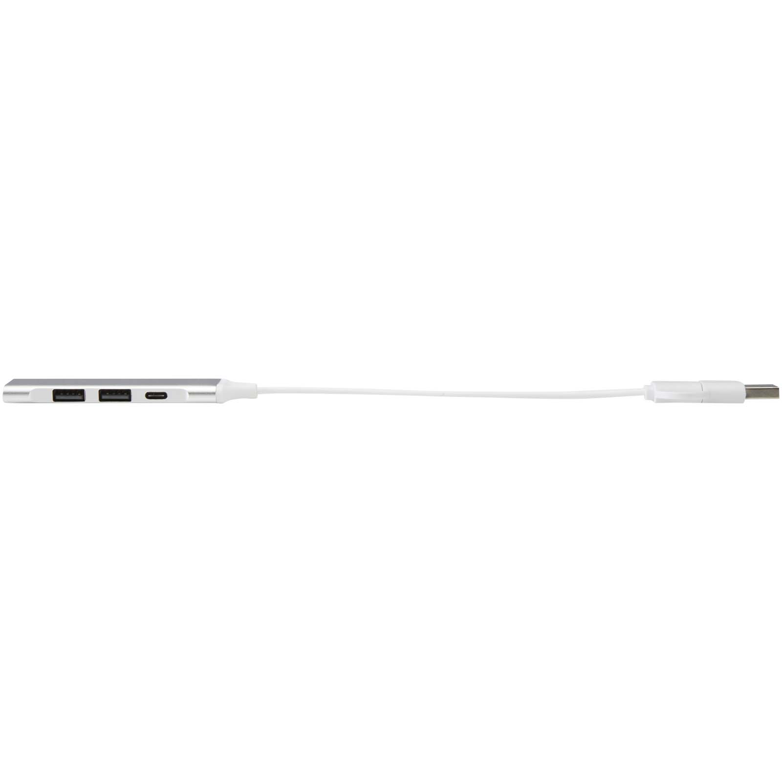Hubs USB publicitaires - Hub USB-A et Type-C Alkaid à 4 ports en aluminium recyclé avec double entrée - 6