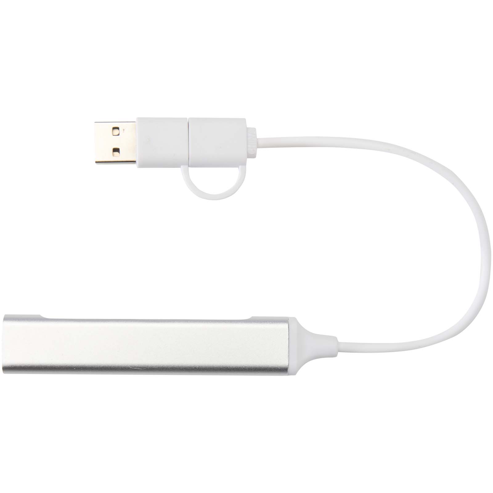 Hubs USB publicitaires - Hub USB-A et Type-C Alkaid à 4 ports en aluminium recyclé avec double entrée - 2