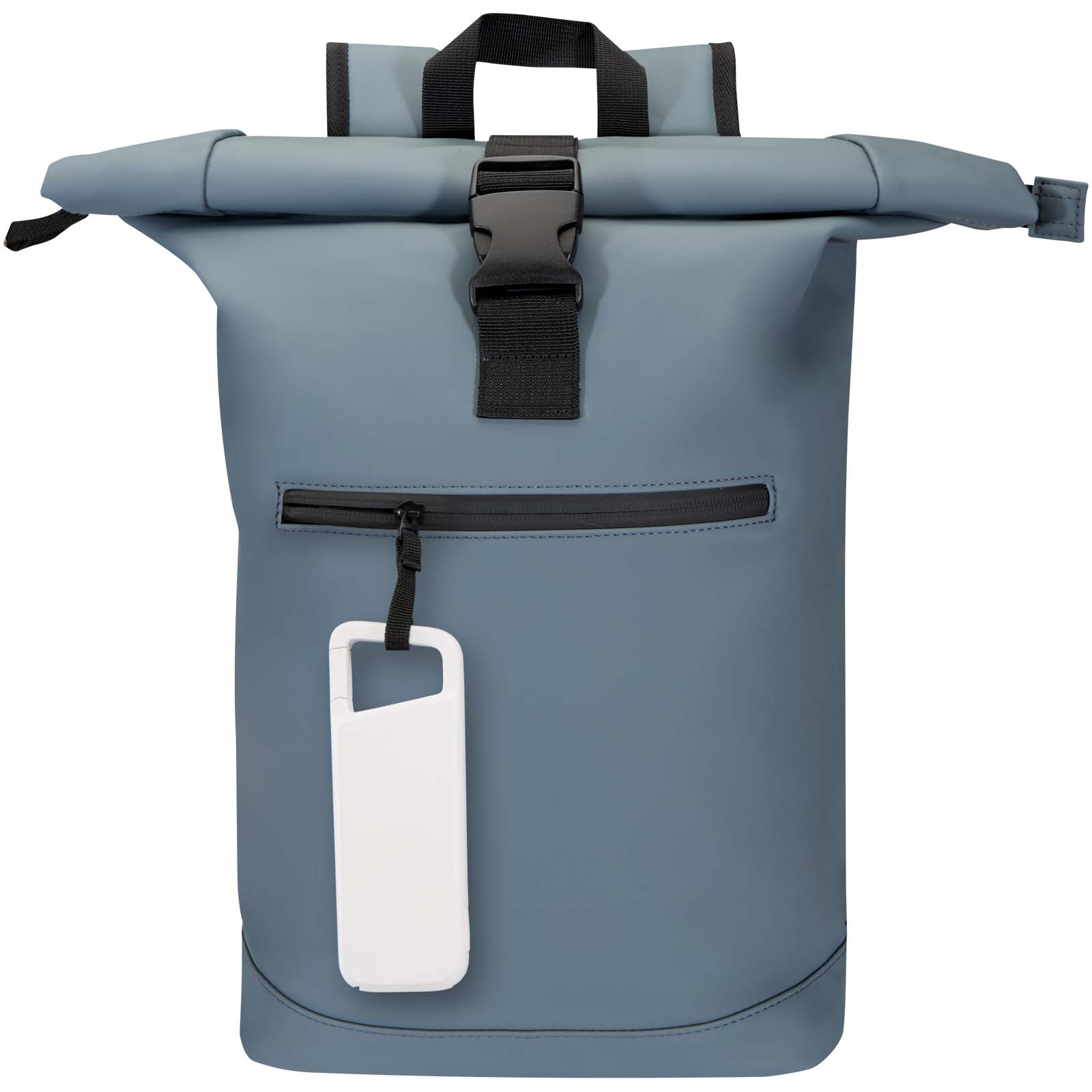 Batteries externes publicitaires - Batterie externe Alkes de 5 000 mAh et 12 W en plastique recyclé résistante à l’eau avec mousqueton - 5