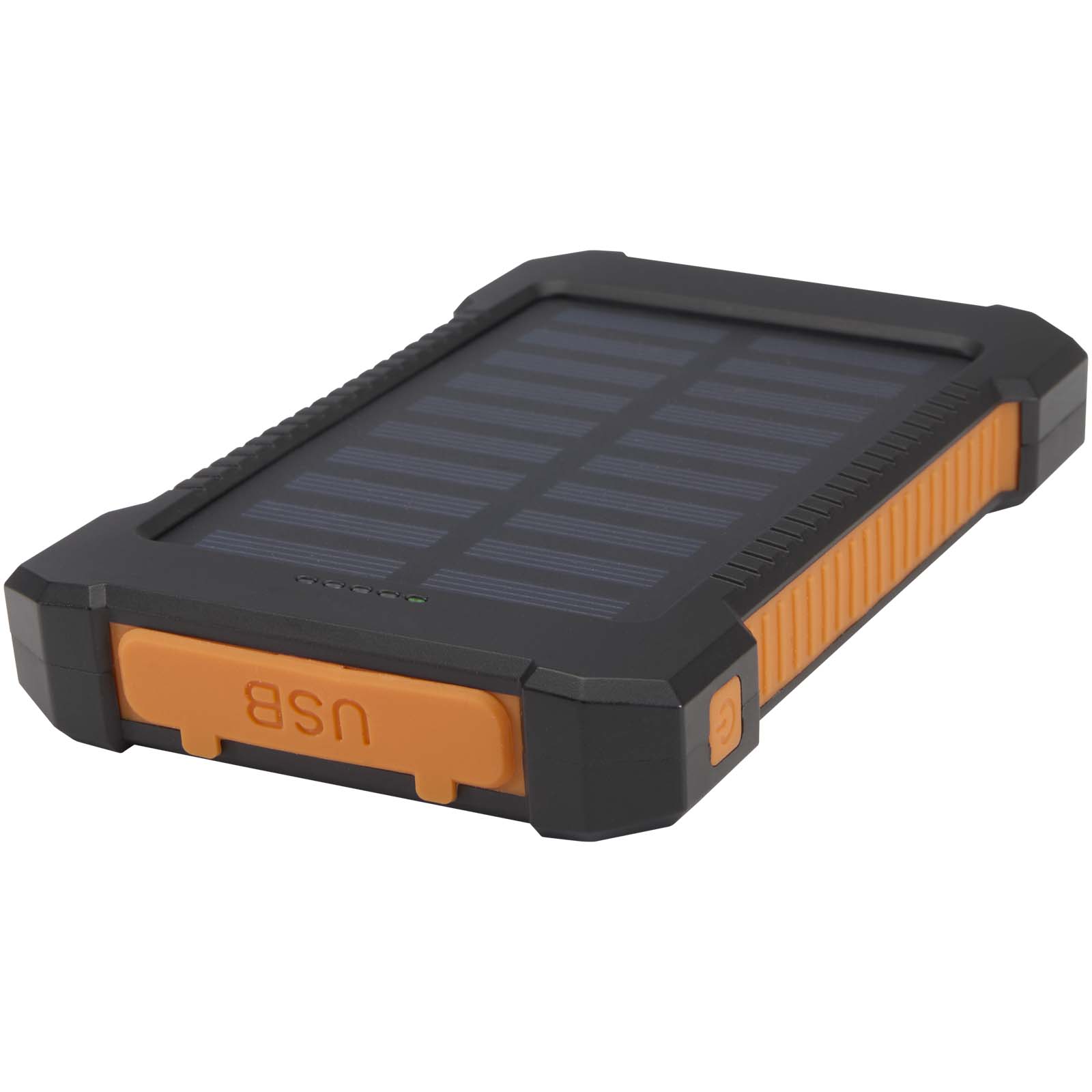 Batteries externes publicitaires - Batterie de secours solaire Altair robuste de 5 000 mAh et 10 W en plastique recyclé avec lampe de poche intégrée - 4