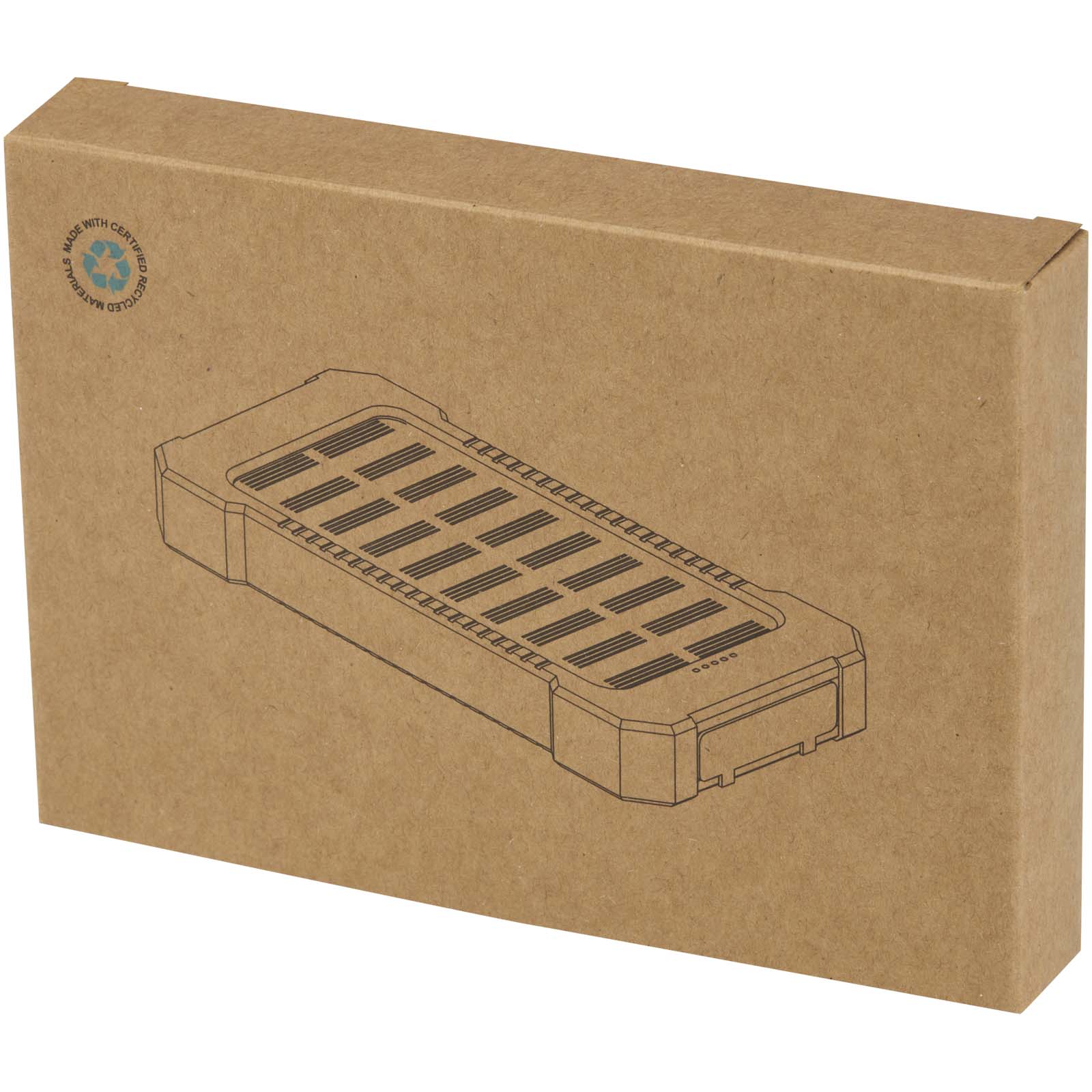 Batteries externes publicitaires - Batterie de secours solaire Altair robuste de 5 000 mAh et 10 W en plastique recyclé avec lampe de poche intégrée - 1