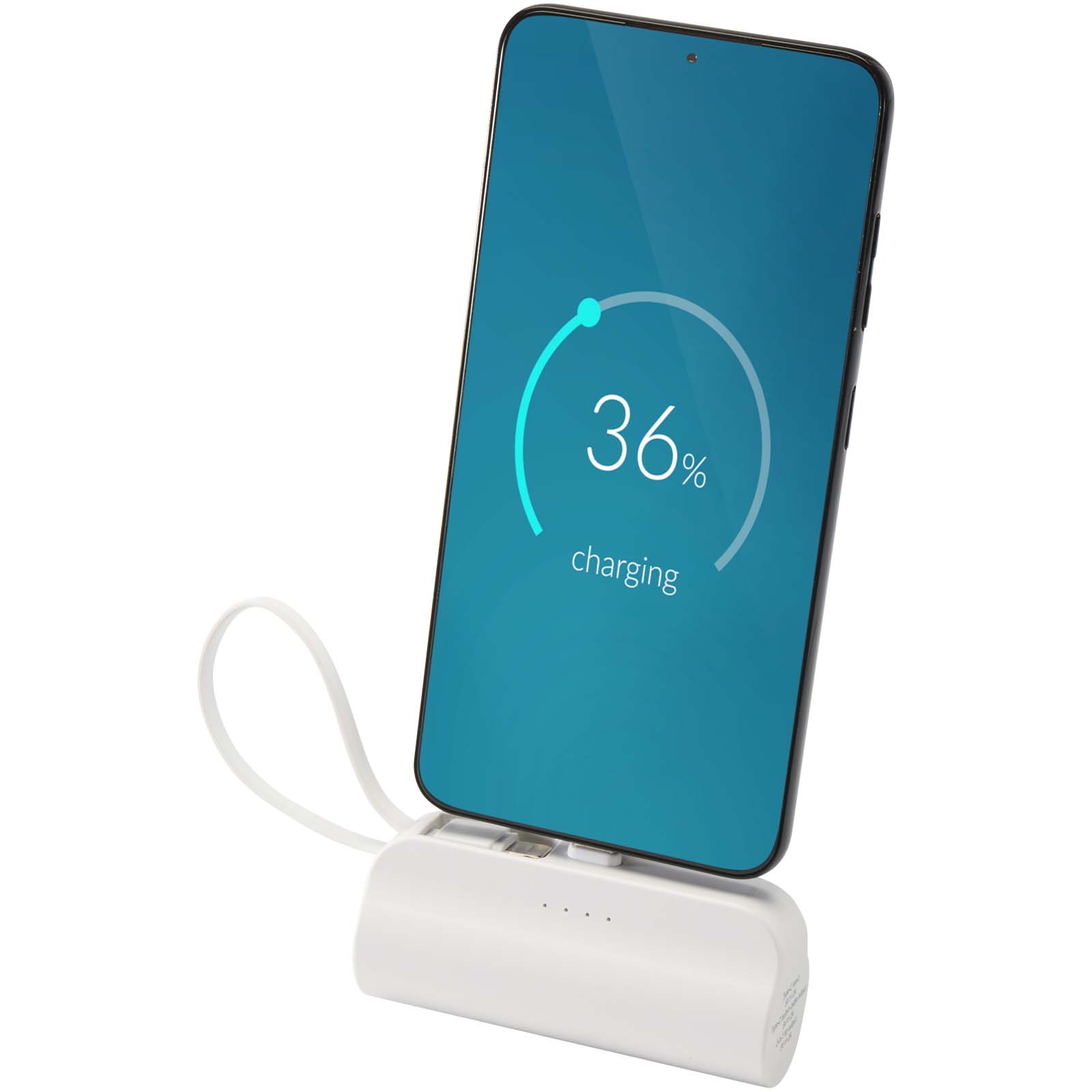 Batterie de secours Alnair Type-C de5 000 mAh et 10 W en plastique recyclé avec support de retournement intégré et câble 2 en 1