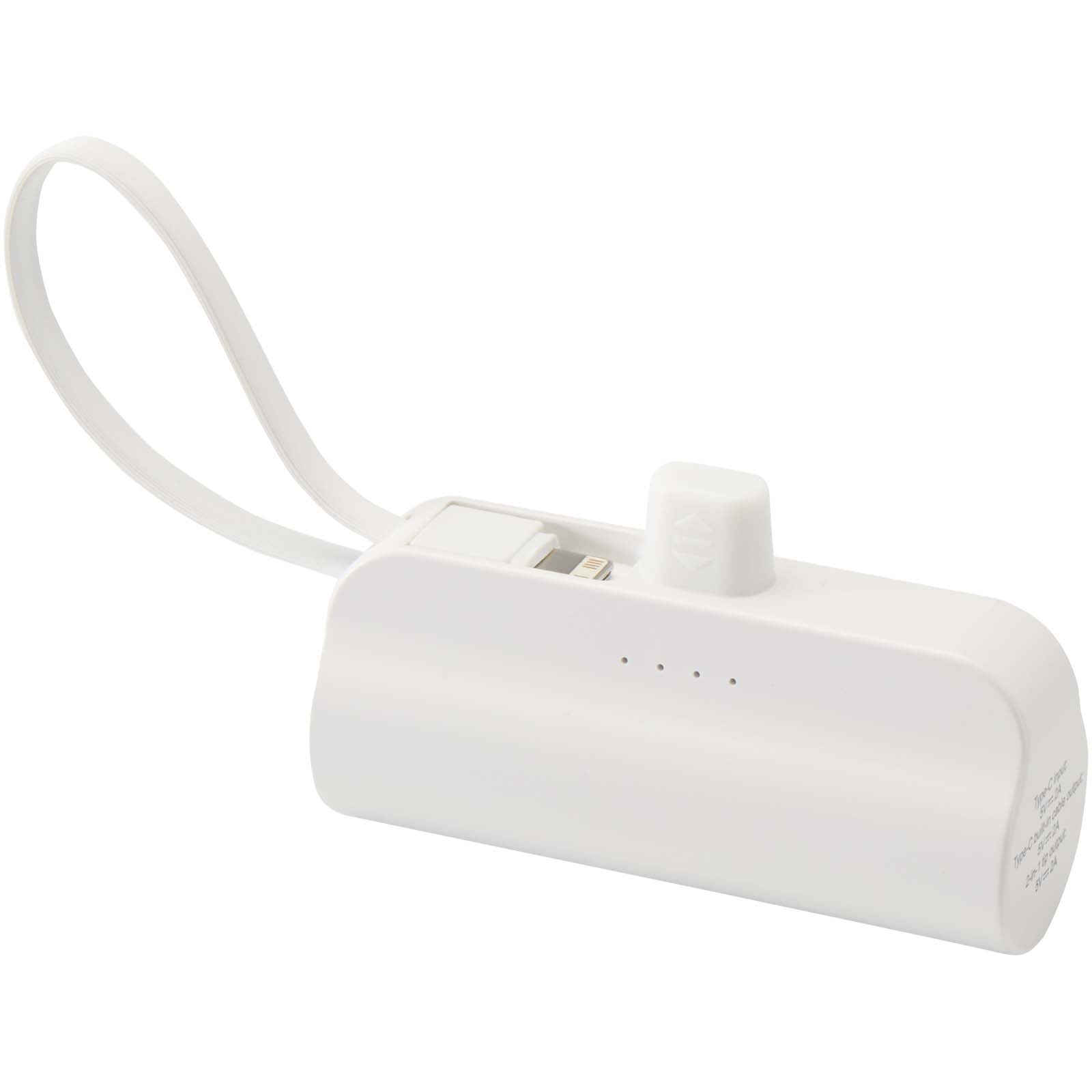 Batteries externes publicitaires - Batterie de secours Alnair Type-C de5 000 mAh et 10 W en plastique recyclé avec support de retournement intégré et câble 2 en 1 - 3