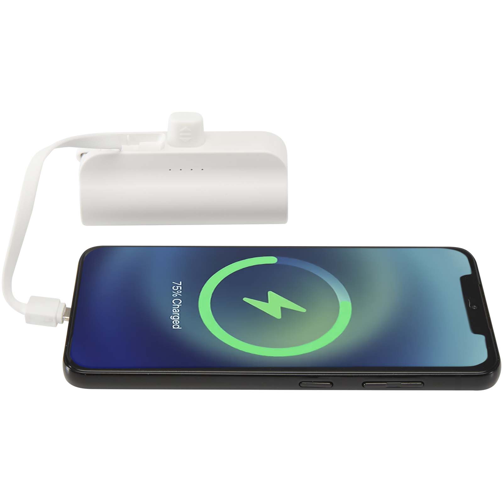 Batteries externes publicitaires - Batterie de secours Alnair Type-C de5 000 mAh et 10 W en plastique recyclé avec support de retournement intégré et câble 2 en 1 - 5