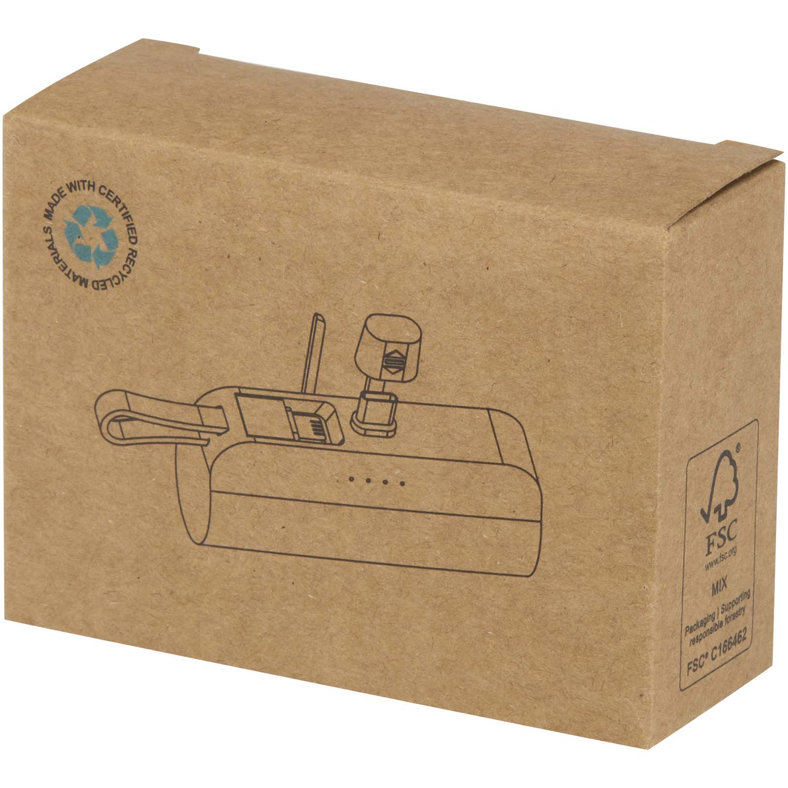 Batteries externes publicitaires - Batterie de secours Alnair Type-C de5 000 mAh et 10 W en plastique recyclé avec support de retournement intégré et câble 2 en 1 - 1