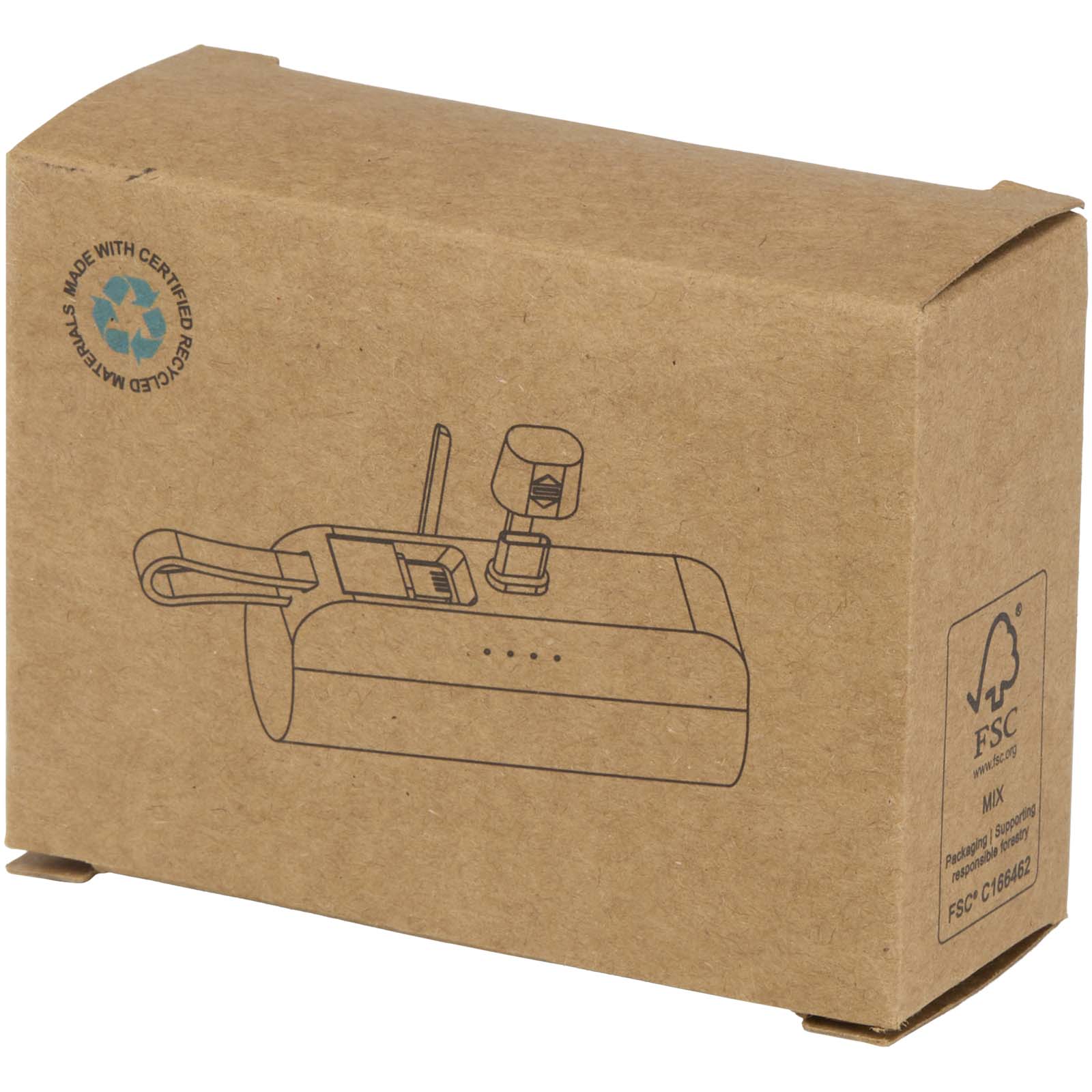 Batteries externes publicitaires - Batterie de secours Alnair Type-C de5 000 mAh et 10 W en plastique recyclé avec support de retournement intégré et câble 2 en 1 - 1