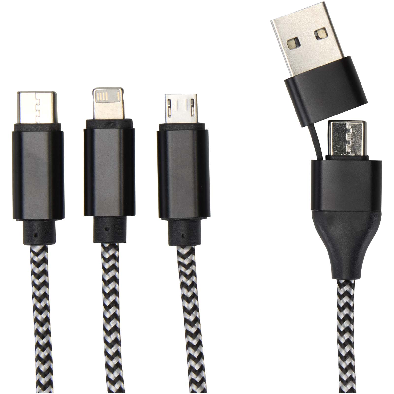Advertising Cables - Alphecca recycled aluminium and RPET 5-in-1 charging cable  - 5