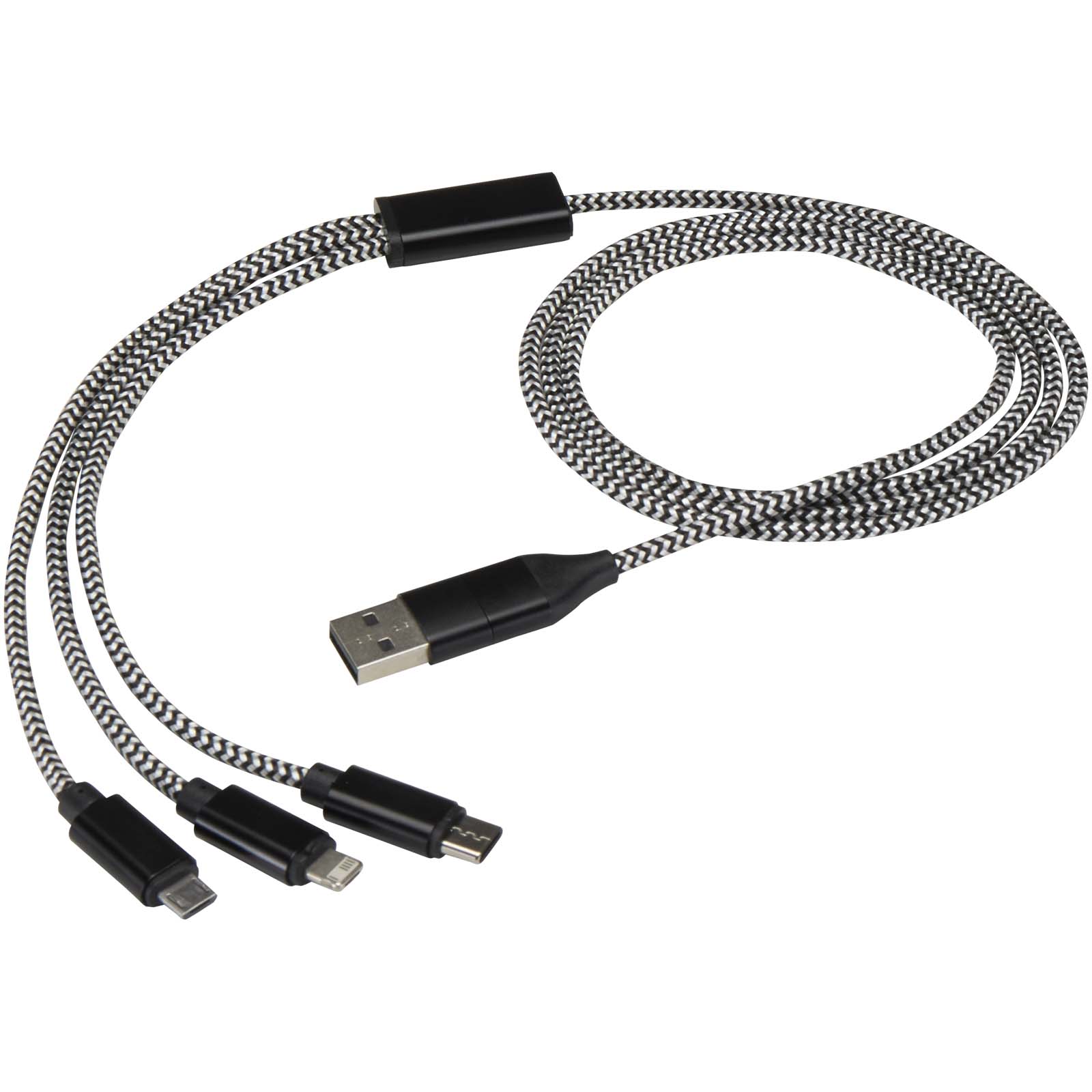 Advertising Cables - Alphecca recycled aluminium and RPET 5-in-1 charging cable  - 3