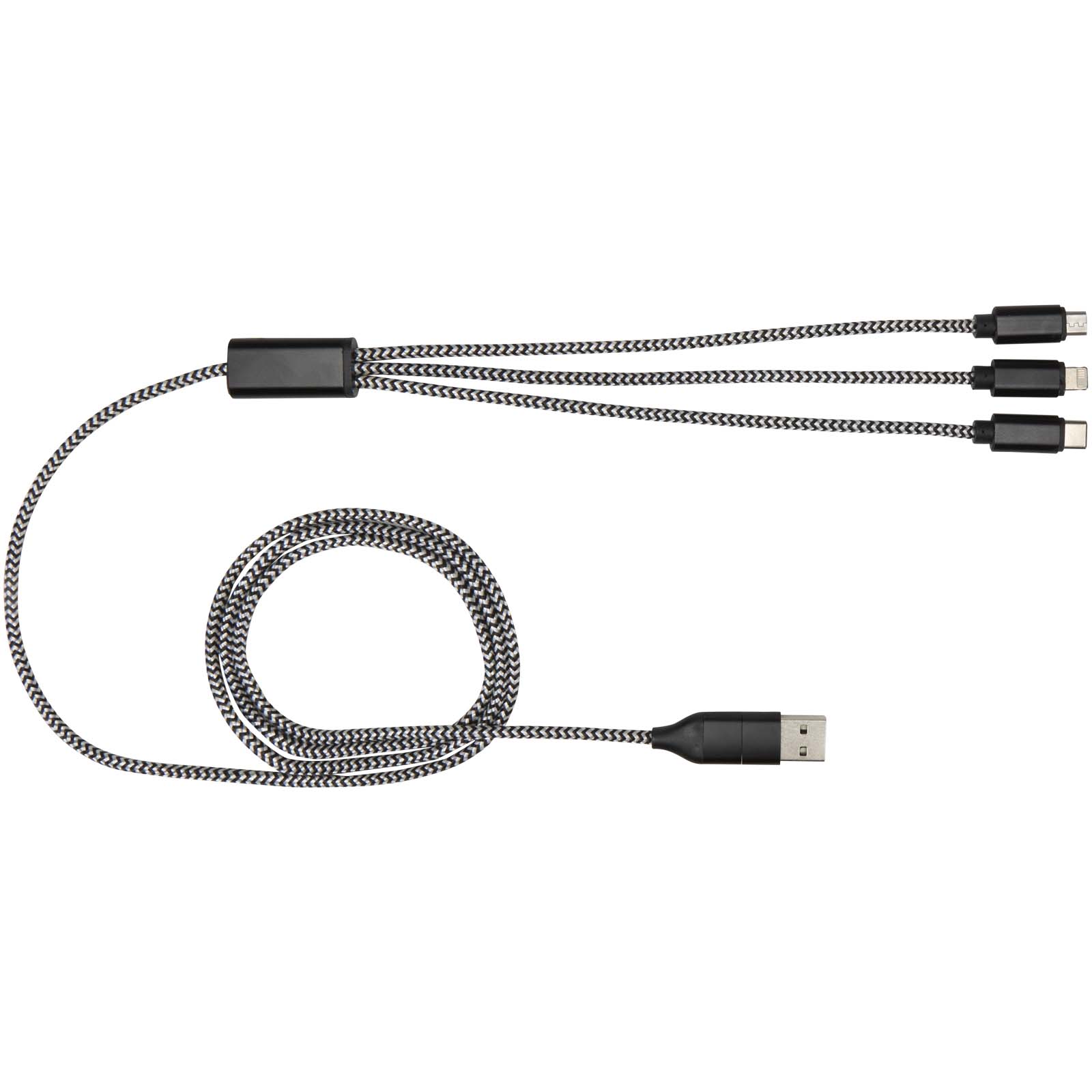 Advertising Cables - Alphecca recycled aluminium and RPET 5-in-1 charging cable  - 2