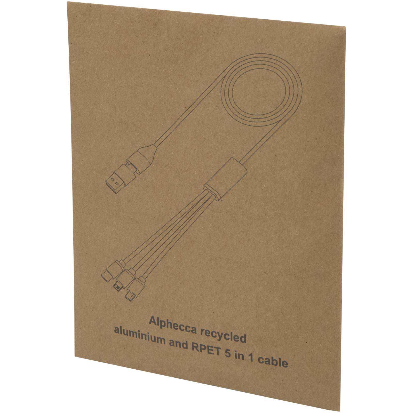 Advertising Cables - Alphecca recycled aluminium and RPET 5-in-1 charging cable  - 1