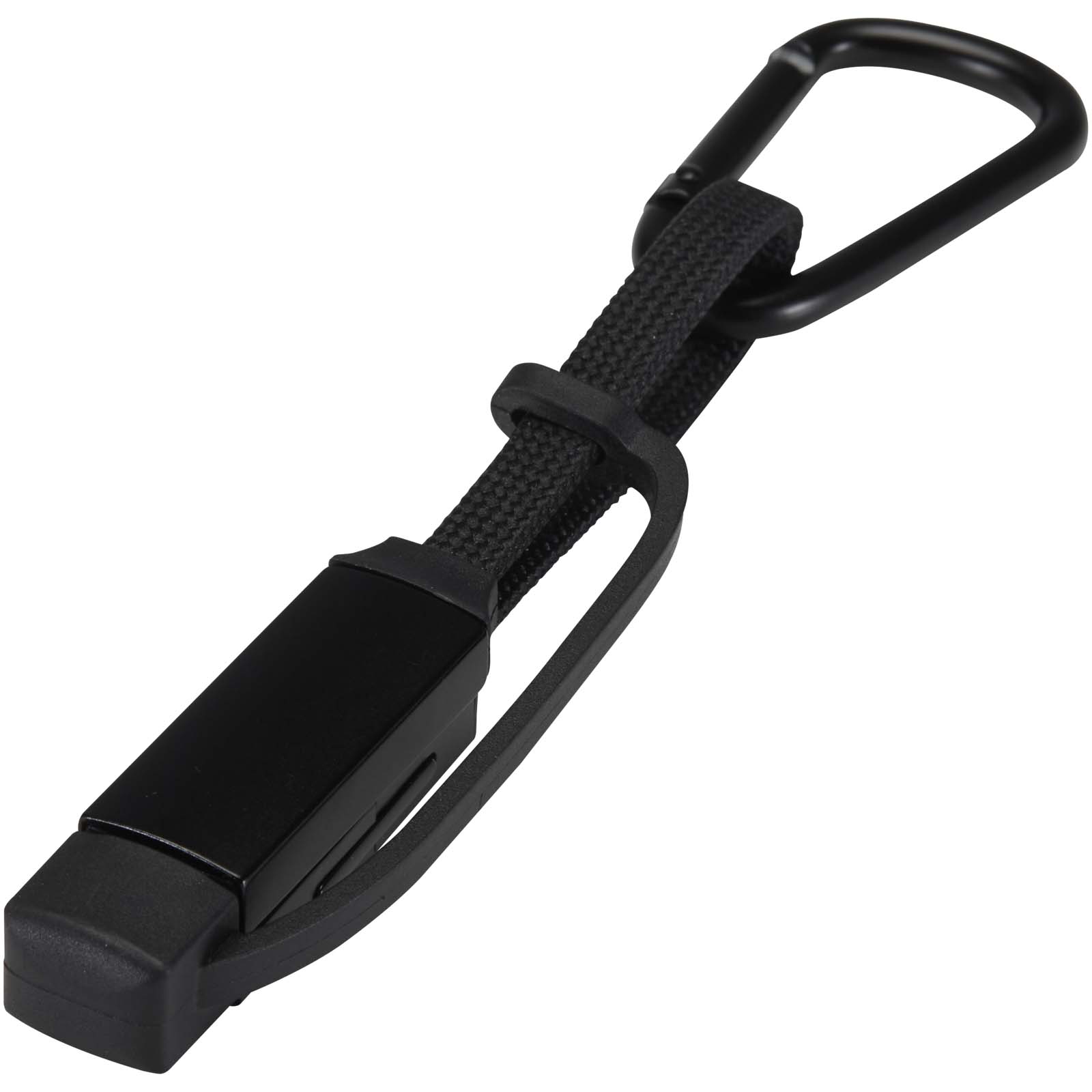 Advertising Cables - Algieba 65W 3-in-1 recycled aluminium charging cable with carabiner - 3