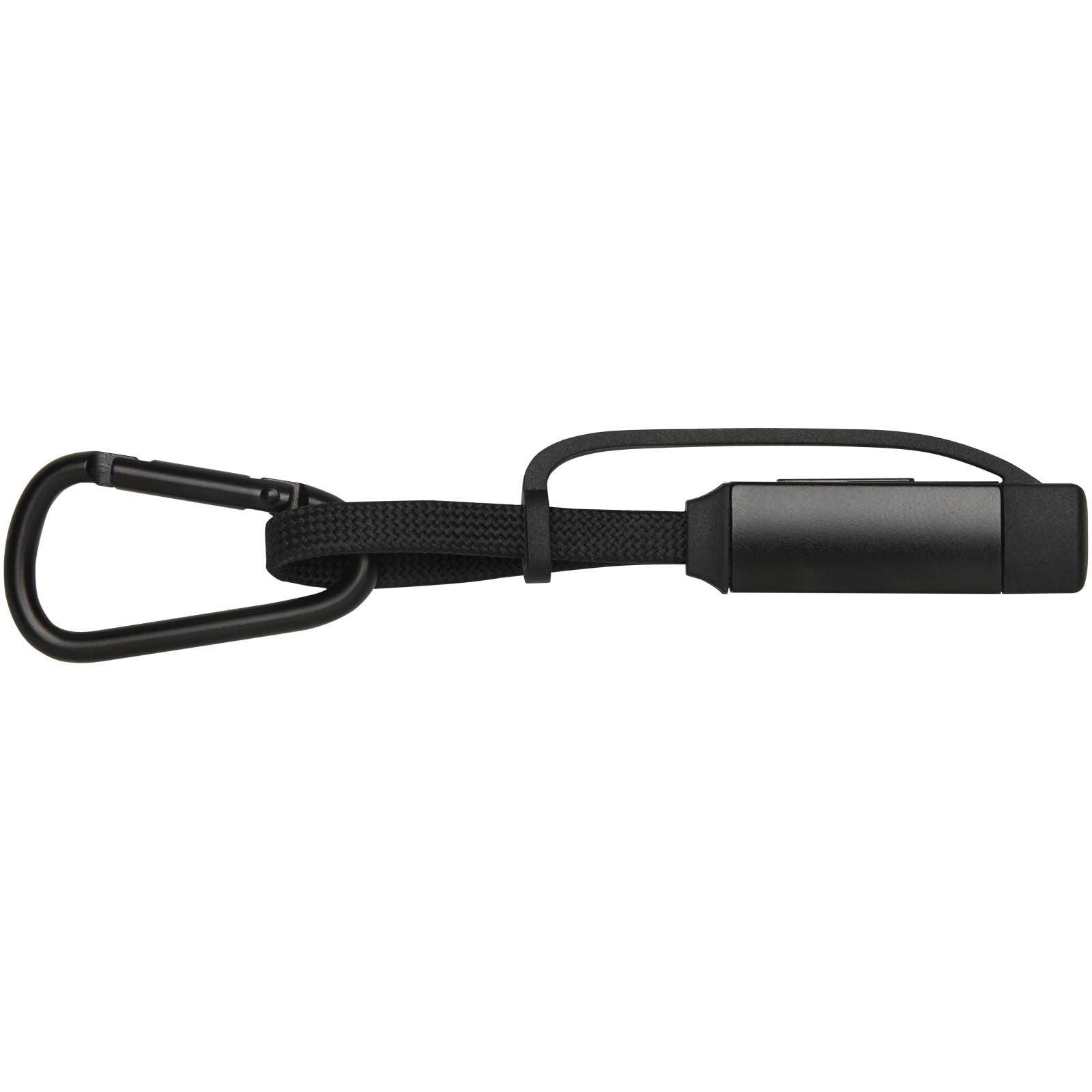 Advertising Cables - Algieba 65W 3-in-1 recycled aluminium charging cable with carabiner - 2