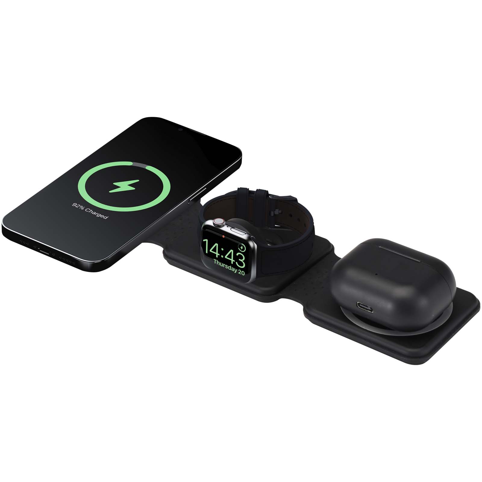 Advertising Wireless Charging - Armus 3-in-1 15W recycled plastic foldable wireless charger