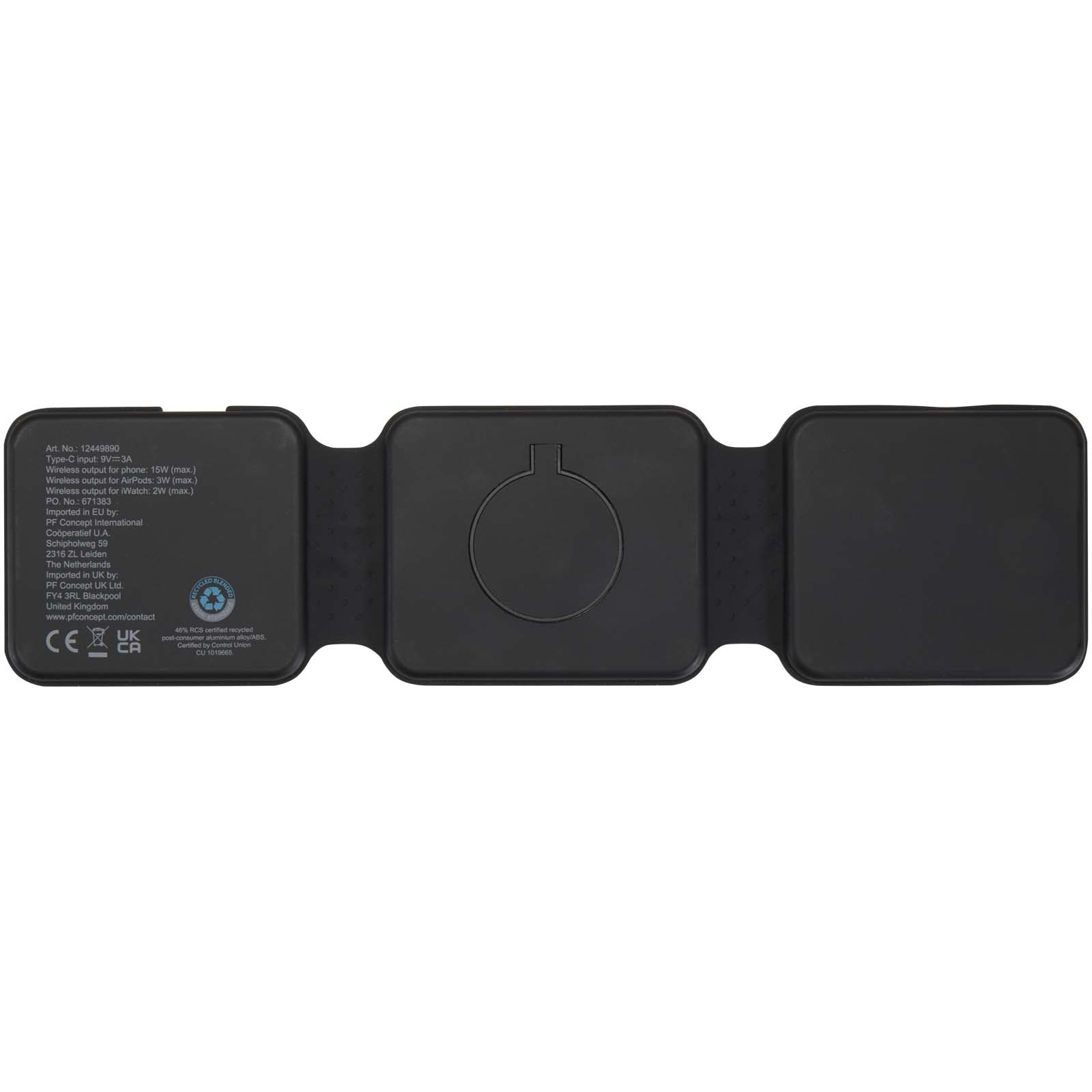 Advertising Wireless Charging - Armus 3-in-1 15W recycled plastic foldable wireless charger - 3