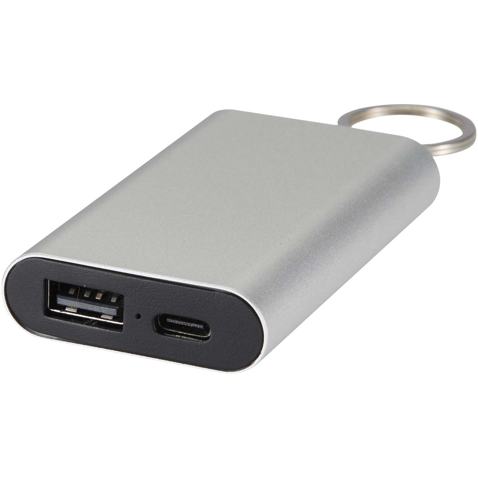 Advertising Powerbanks - Arcturus 2000 mAh recycled aluminium power bank with keychain - 4