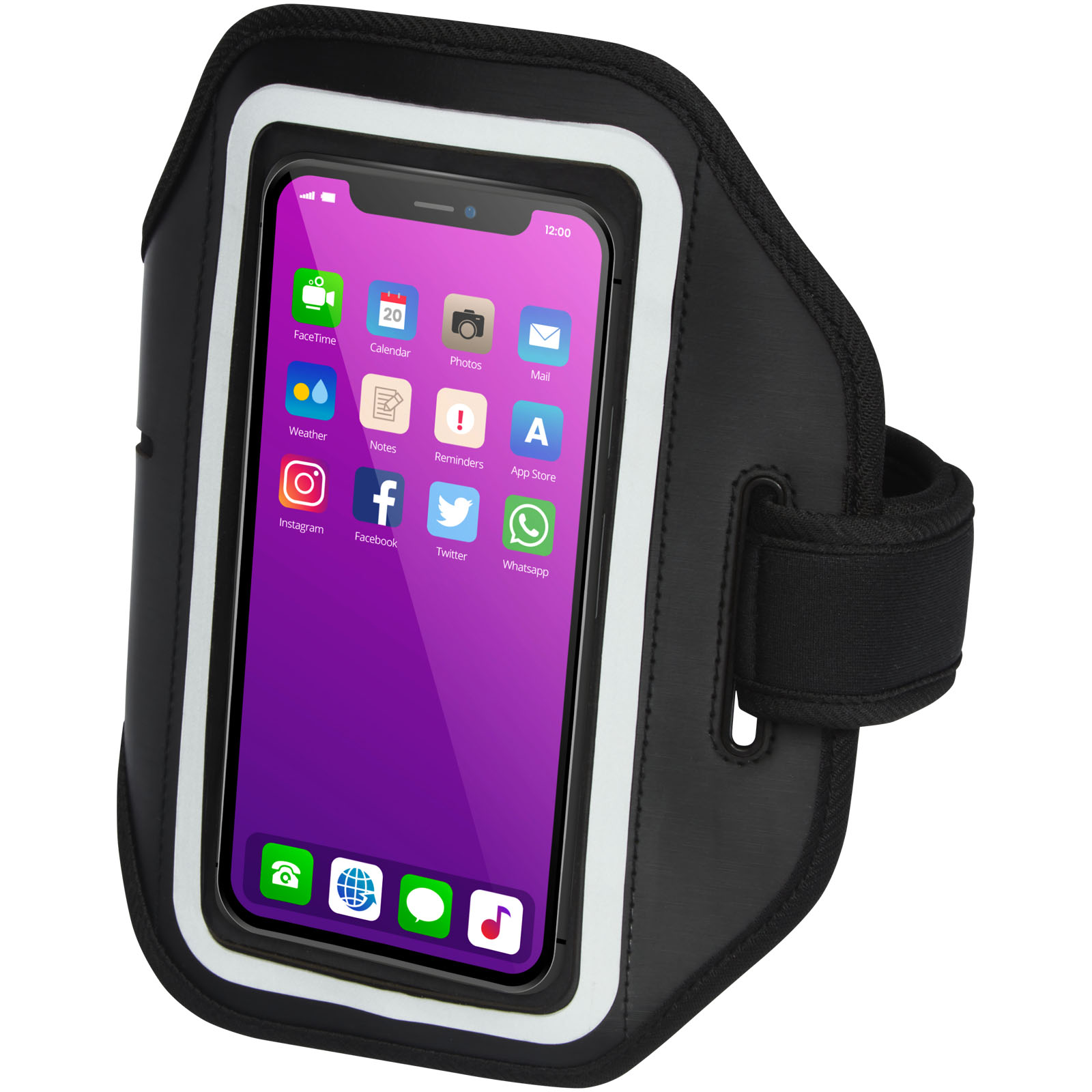 Accessoires pour téléphone et tablette publicitaires - Bracelet réfléchissant pour smartphone avec étui transparent Haile - 0