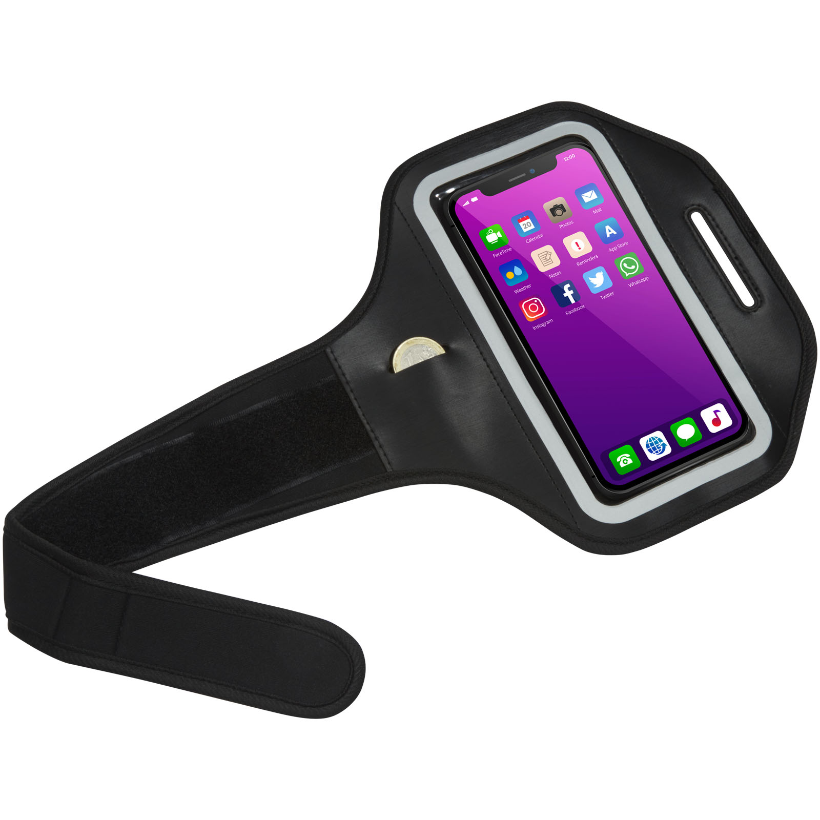 Accessoires pour téléphone et tablette publicitaires - Bracelet réfléchissant pour smartphone avec étui transparent Haile - 3