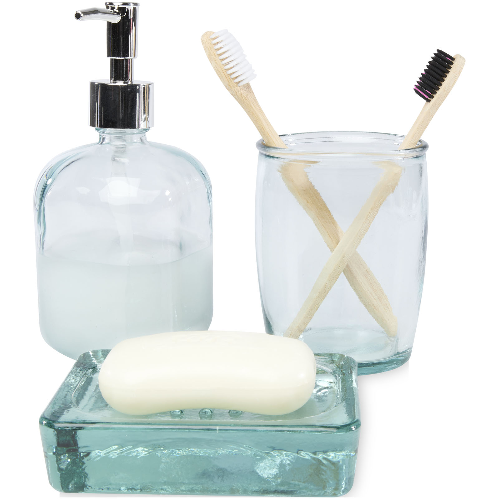 Advertising Home Accessories - Jabony 3-piece recycled glass bathroom set - 3
