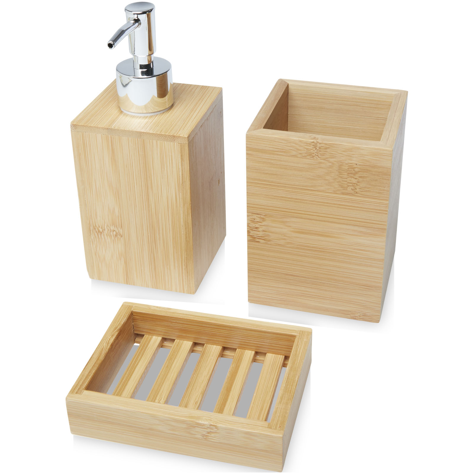 Advertising Home Accessories - Hedon 3-piece bamboo bathroom set - 0