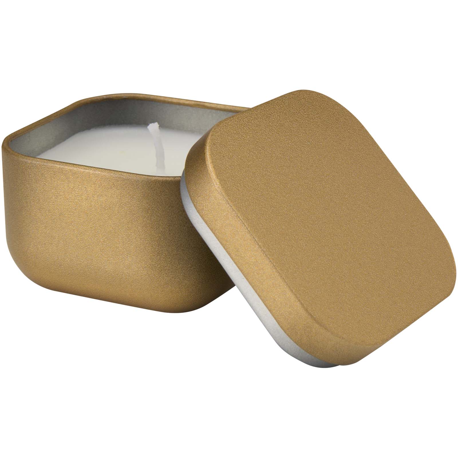 Accessoires pour la maison publicitaires - Bougie Tindra en boîte métal au format carré et senteur vanille - 2
