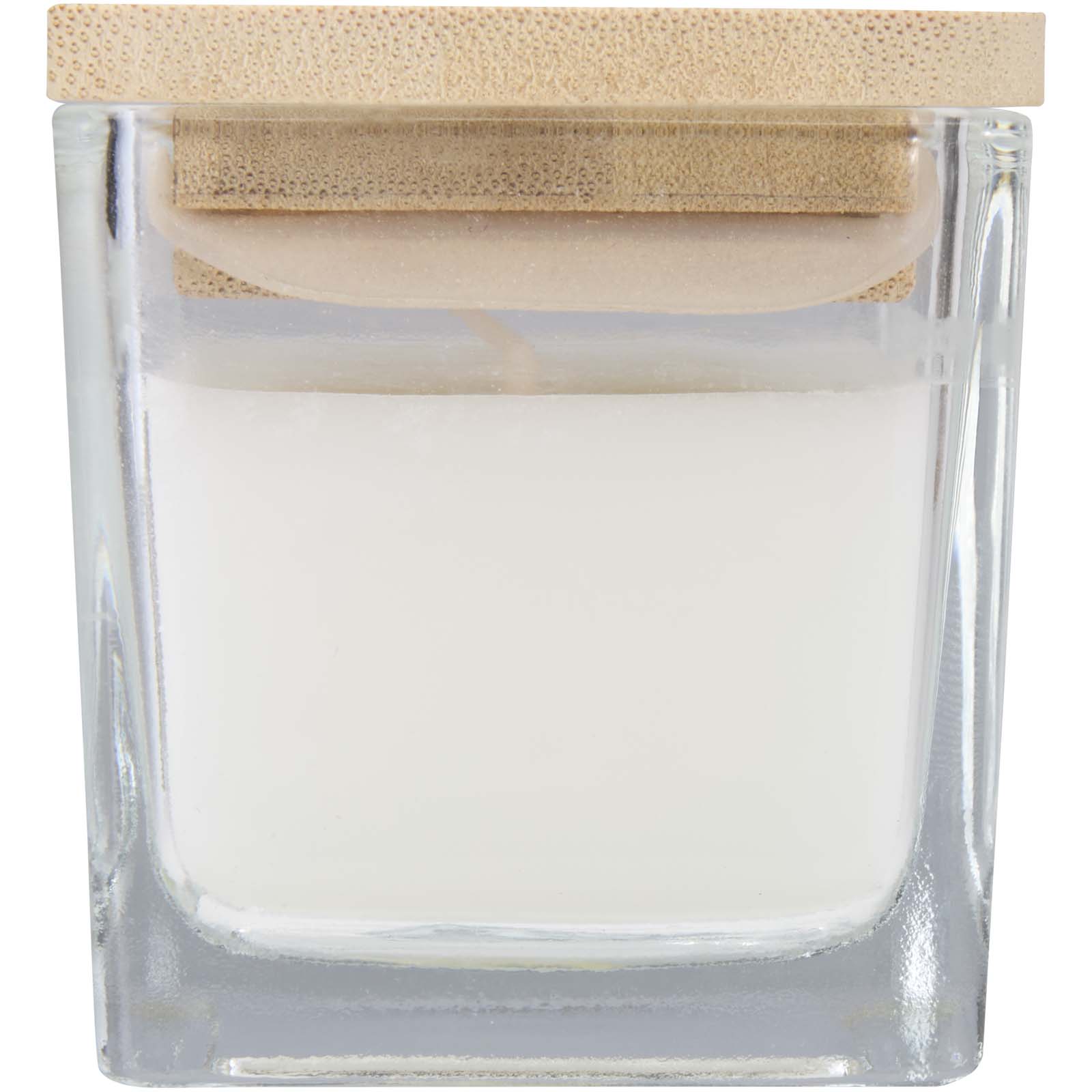 Accessoires pour la maison publicitaires - Bougie carrée Ambra en verre avec couvercle en bambou - 1